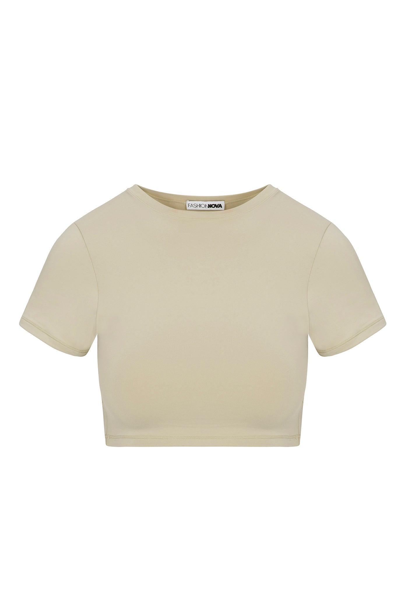 Second Skin Double Lined Super Cropped Tee - Stone Female Product Image
