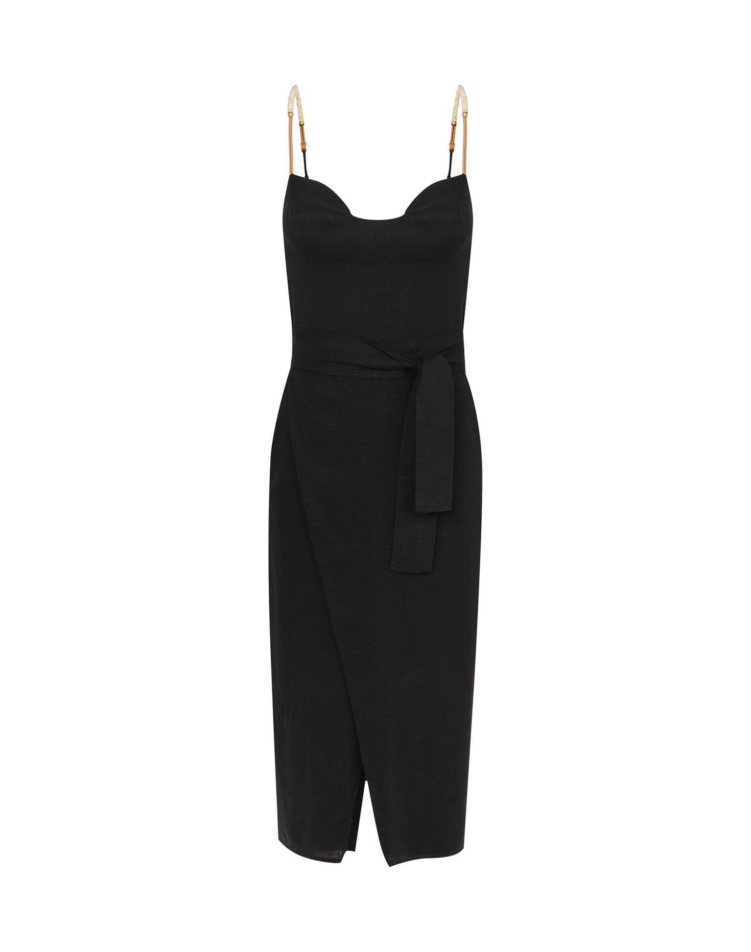 Nila Detail Midi Dress (exchange only) - Black Product Image