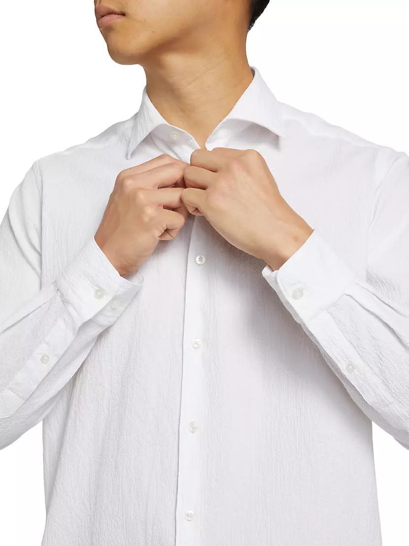COLLECTION Seersucker Cotton Button-Front Shirt Product Image