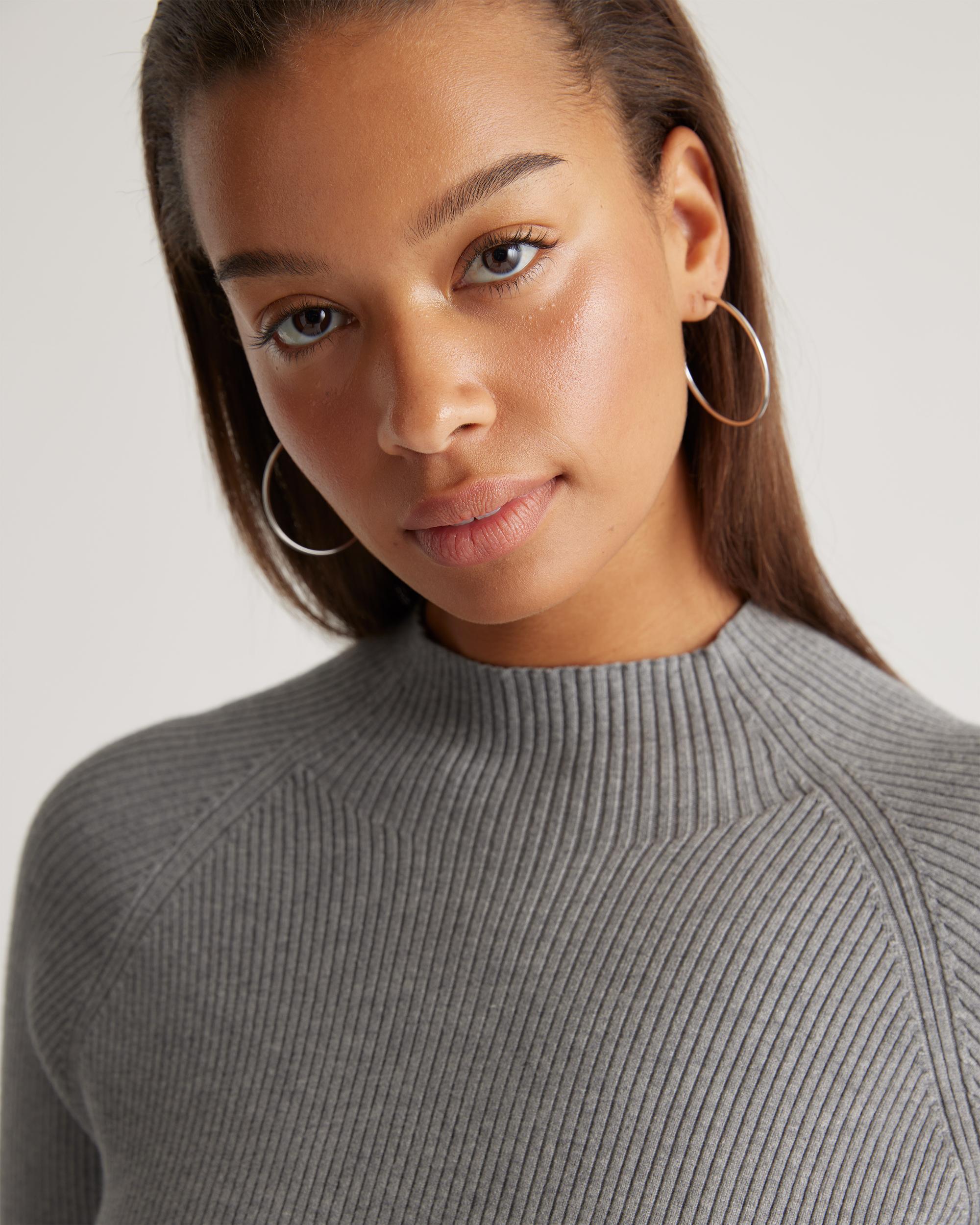 Quince | Women's Eco-Knit Ribbed Mock Neck Sweater Dress Size XS, Viscose Product Image