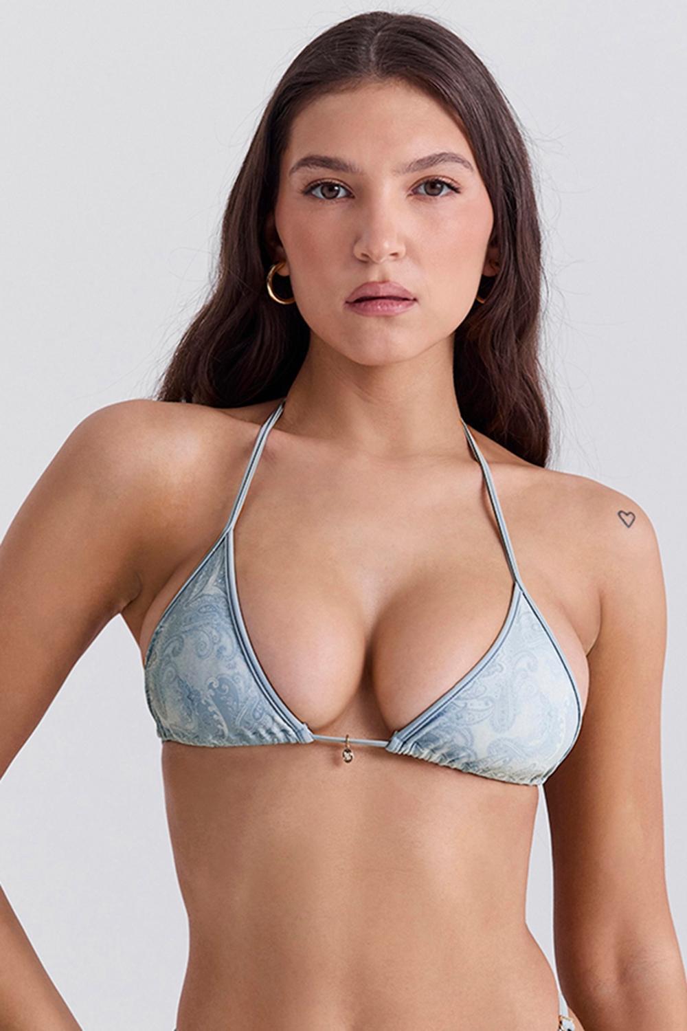 Bali Blue Paisley Triangle Bikini Top Product Image