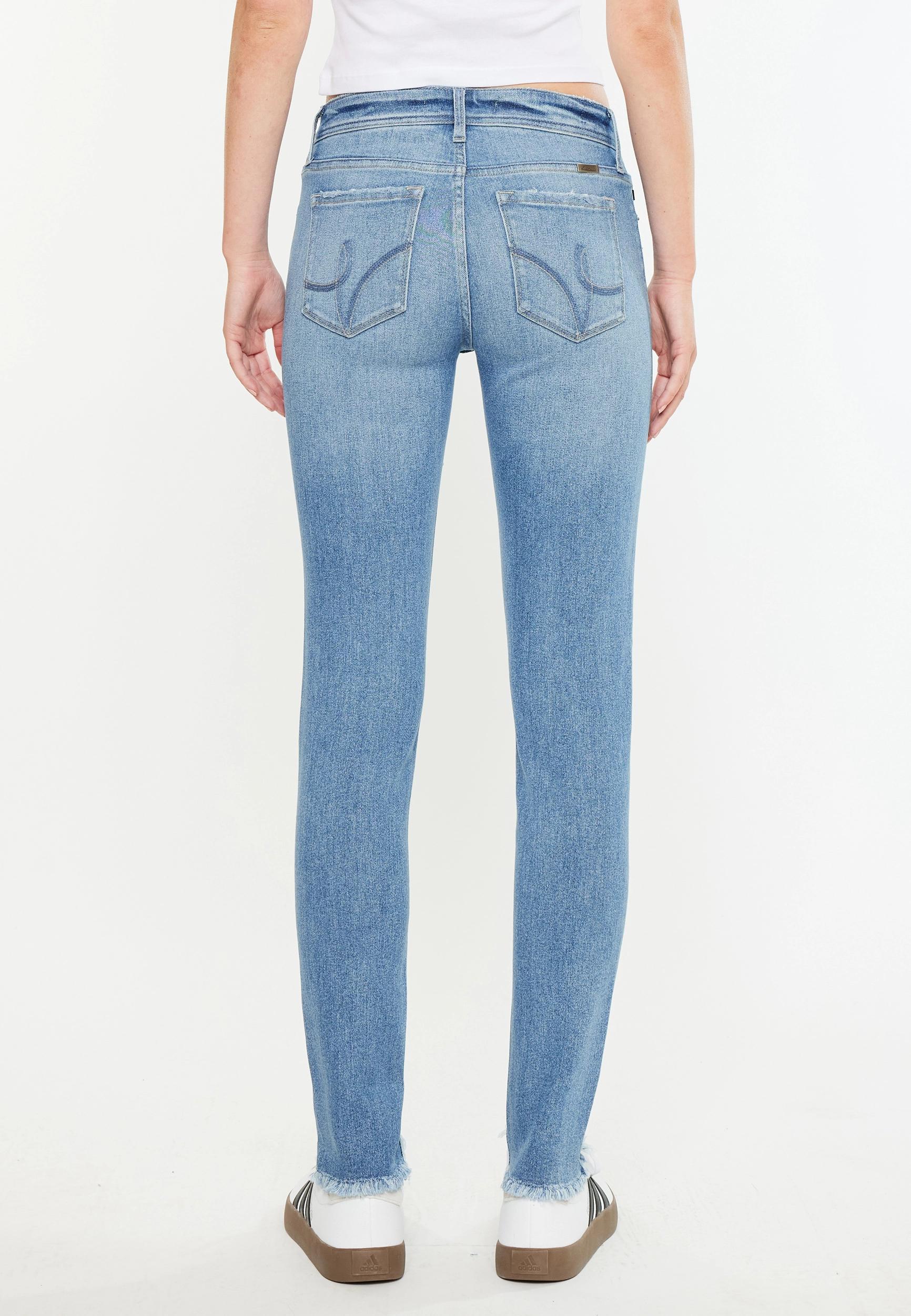 KanCan™ Mid Rise Open Ripped Frayed Hem Skinny Jean Product Image