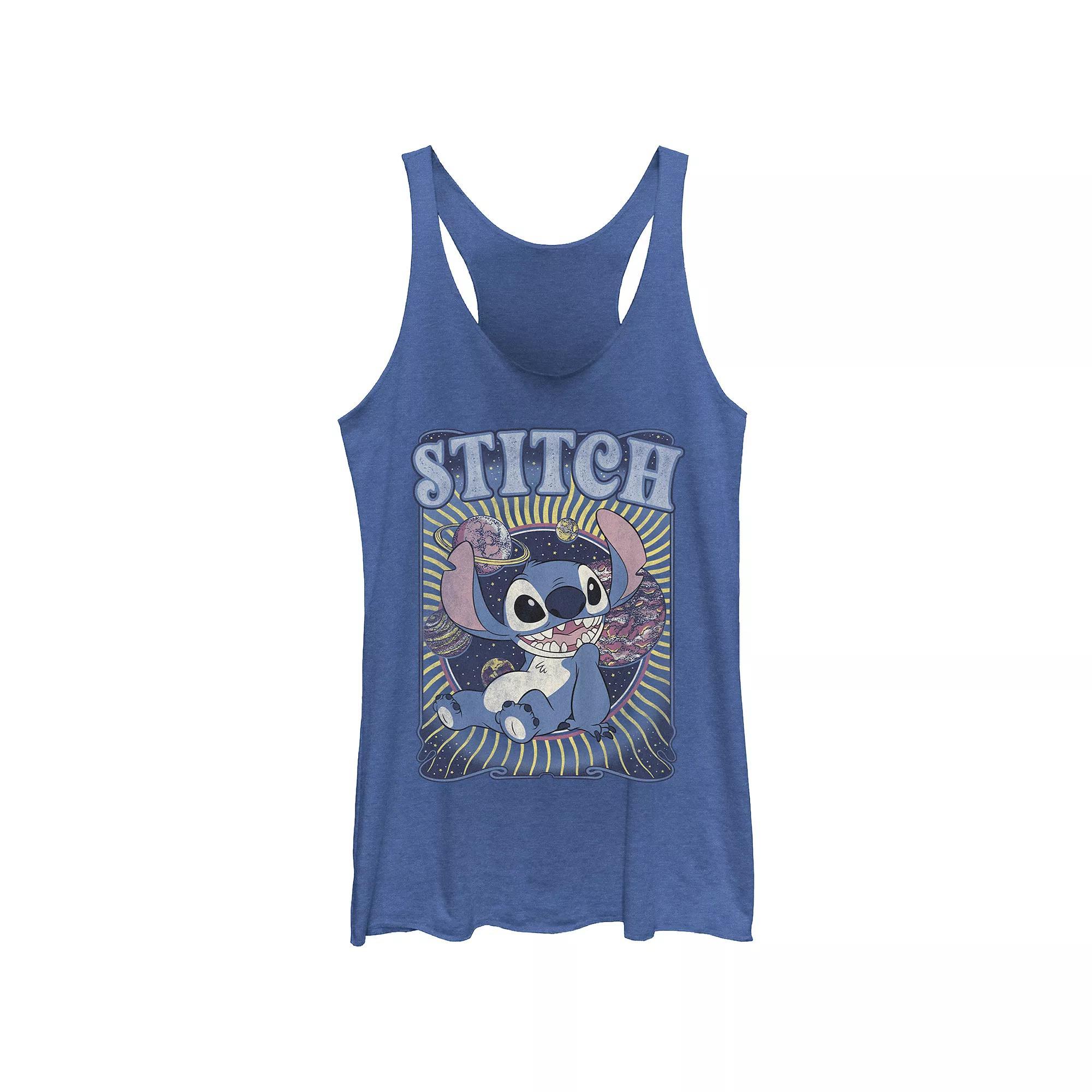 Disney's Lilo & Stitch Groovy Planets Juniors' Tri-Blend Racerback Tank Top, Girl's, Size: Large, Royal Grey Product Image