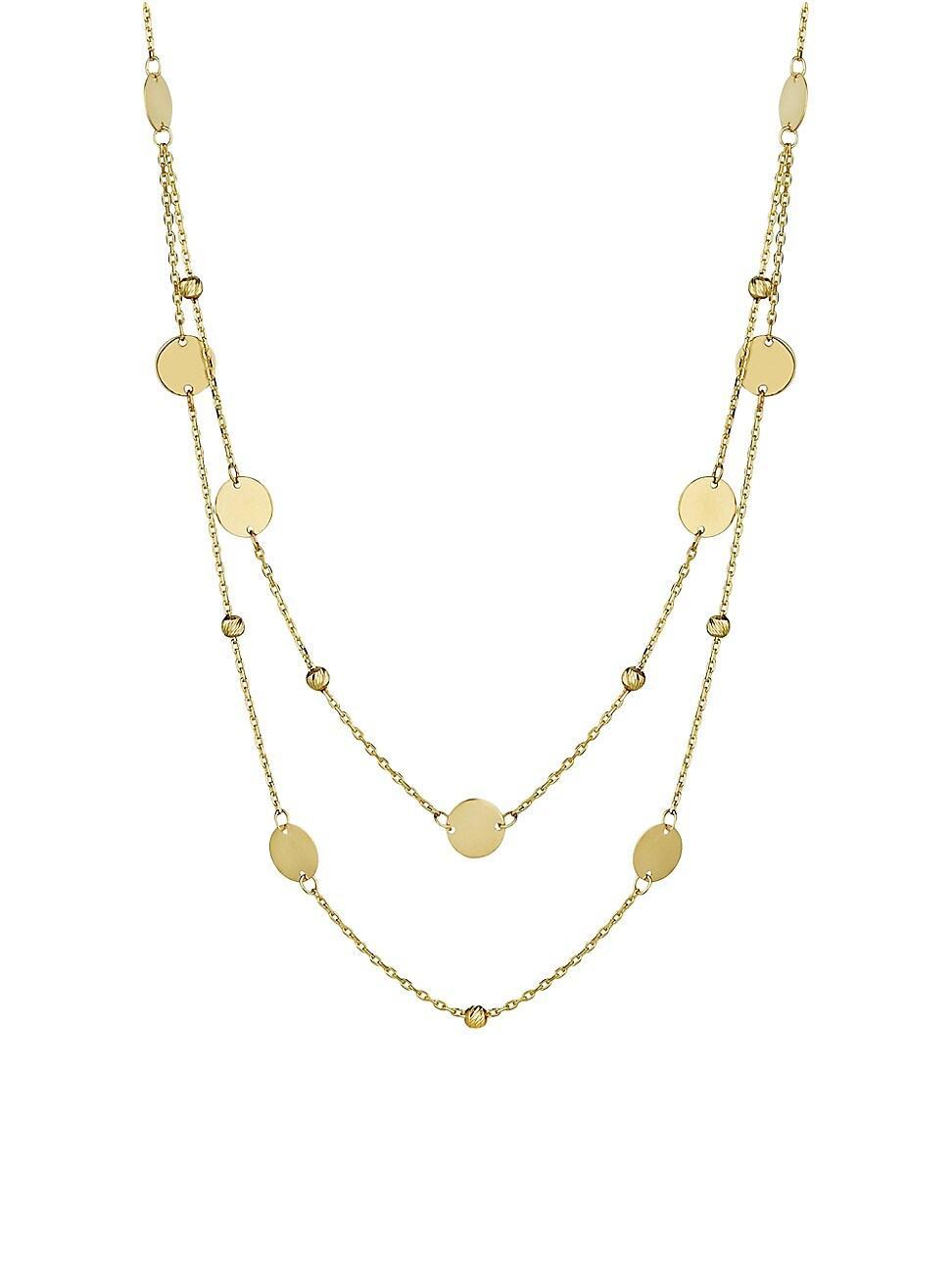 Womens 14K Yellow Solid Gold Manhattan Layered Station Necklace Product Image