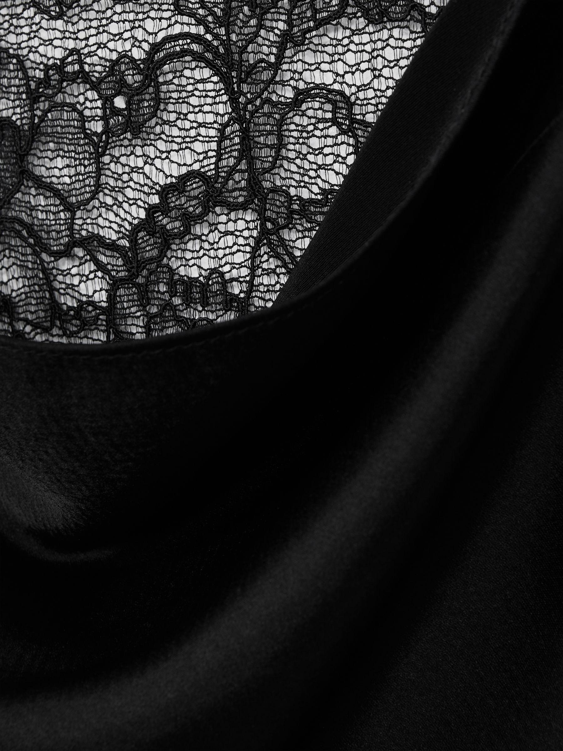 Anna Quan Satin Lace Cowl Neck Maxi Dress in Black Product Image