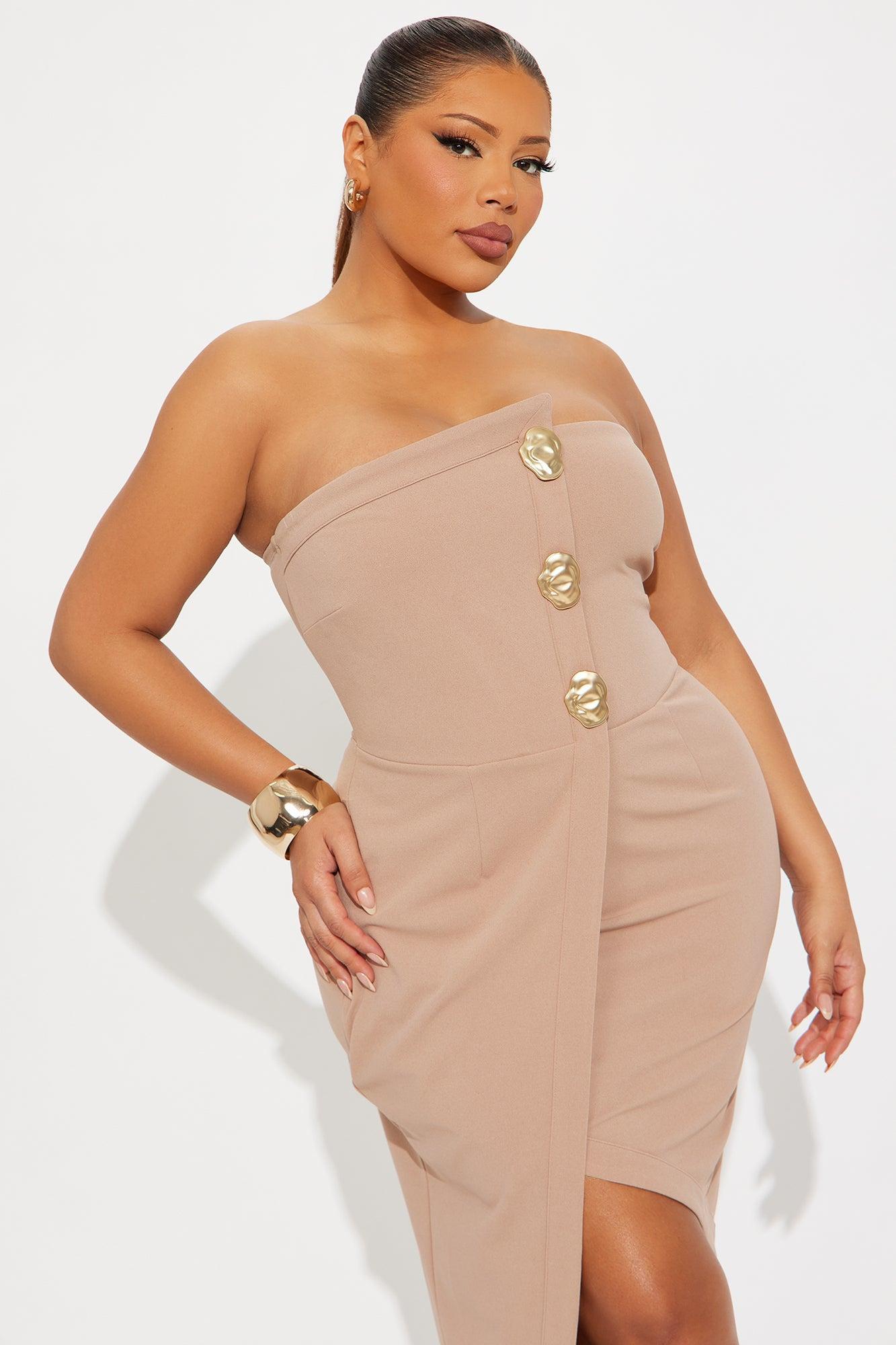 Fine Dining Strapless Midi Dress - Mocha Product Image