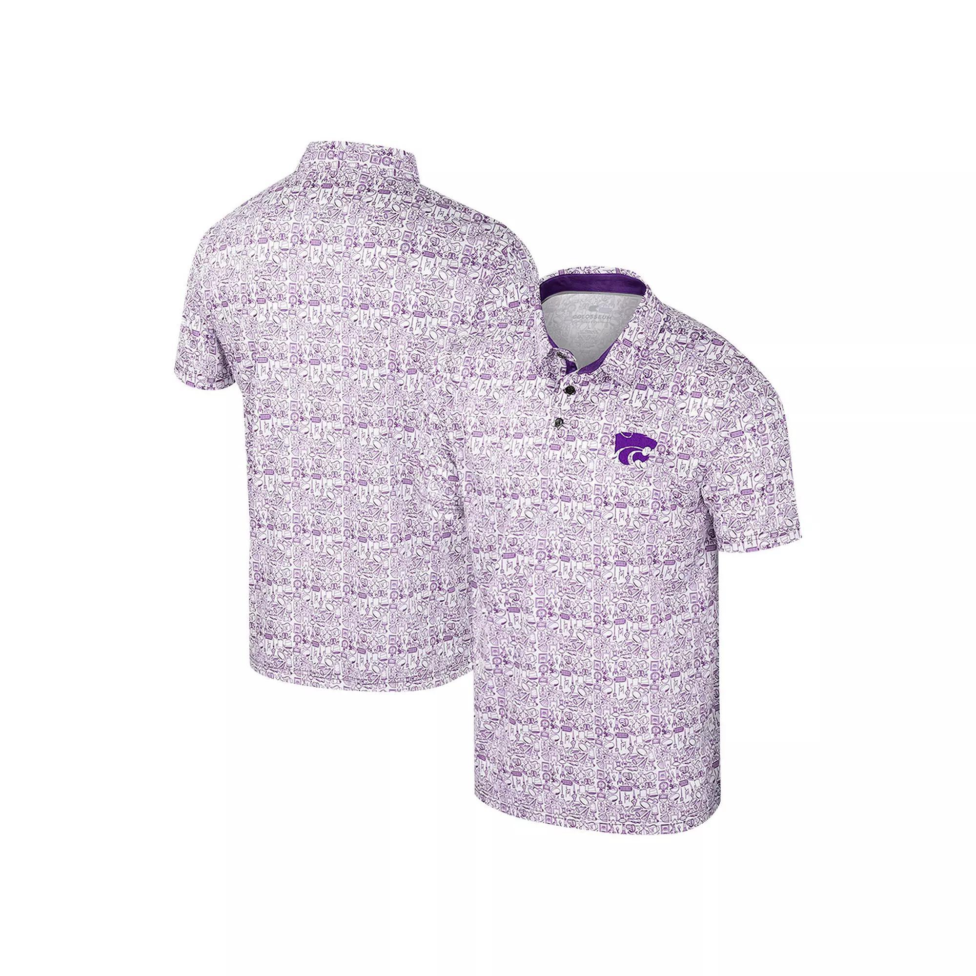 Men's Colosseum Purple Kansas State Wildcats It's Time! Allover Print Polo, Size: XXL Product Image