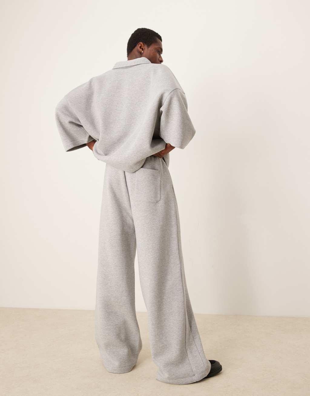 ASOS DESIGN wide leg sweatpants in gray heather Product Image