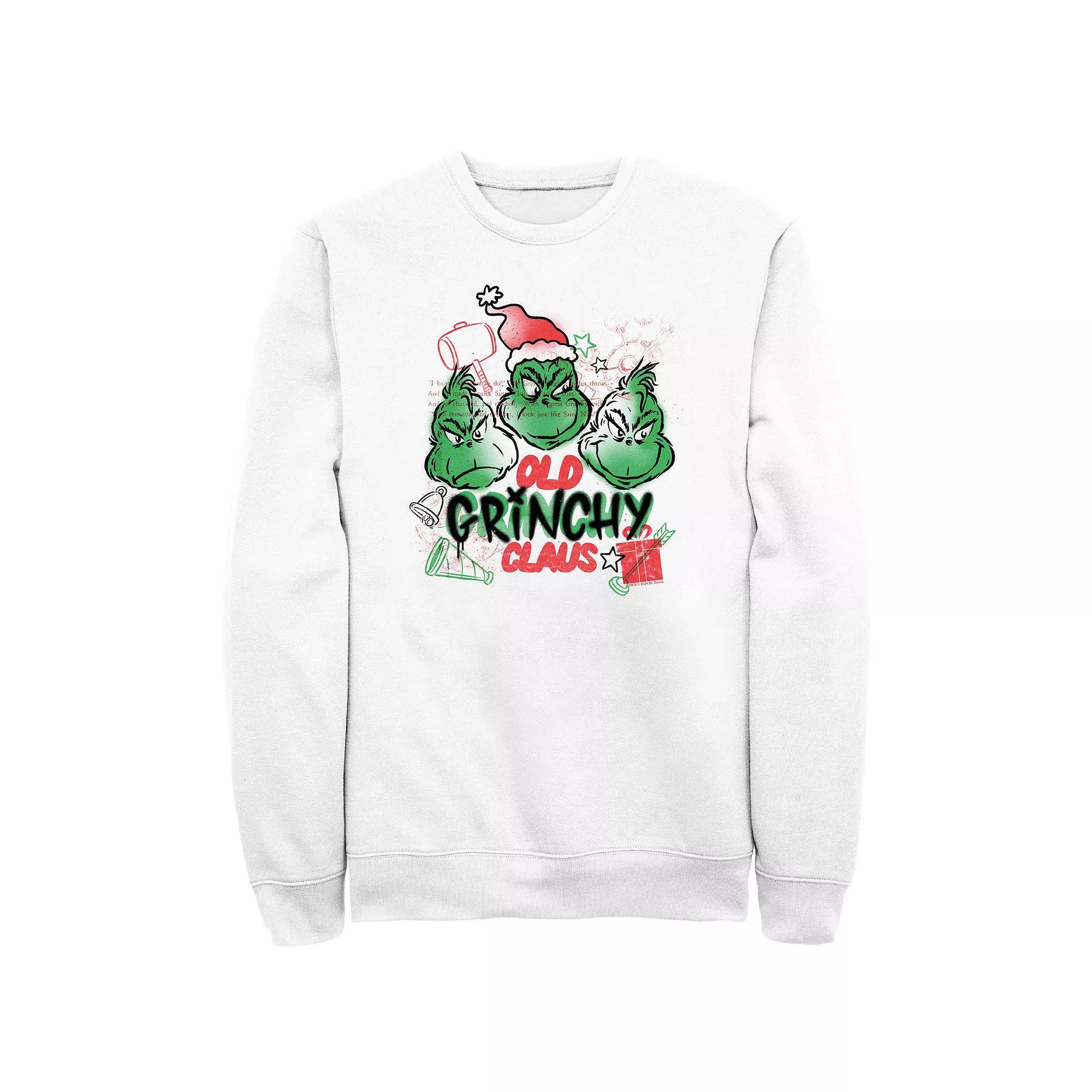 Big & Tall Dr. Seuss Old Grinchy Claus Graphic Fleece, Men's, Size: Small, White Product Image