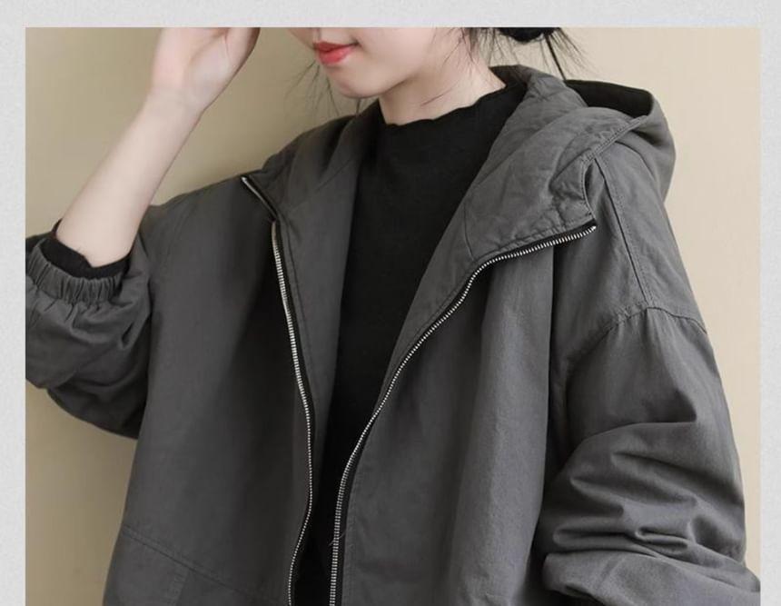 Plain Hooded Oversized Zip Jacket Product Image