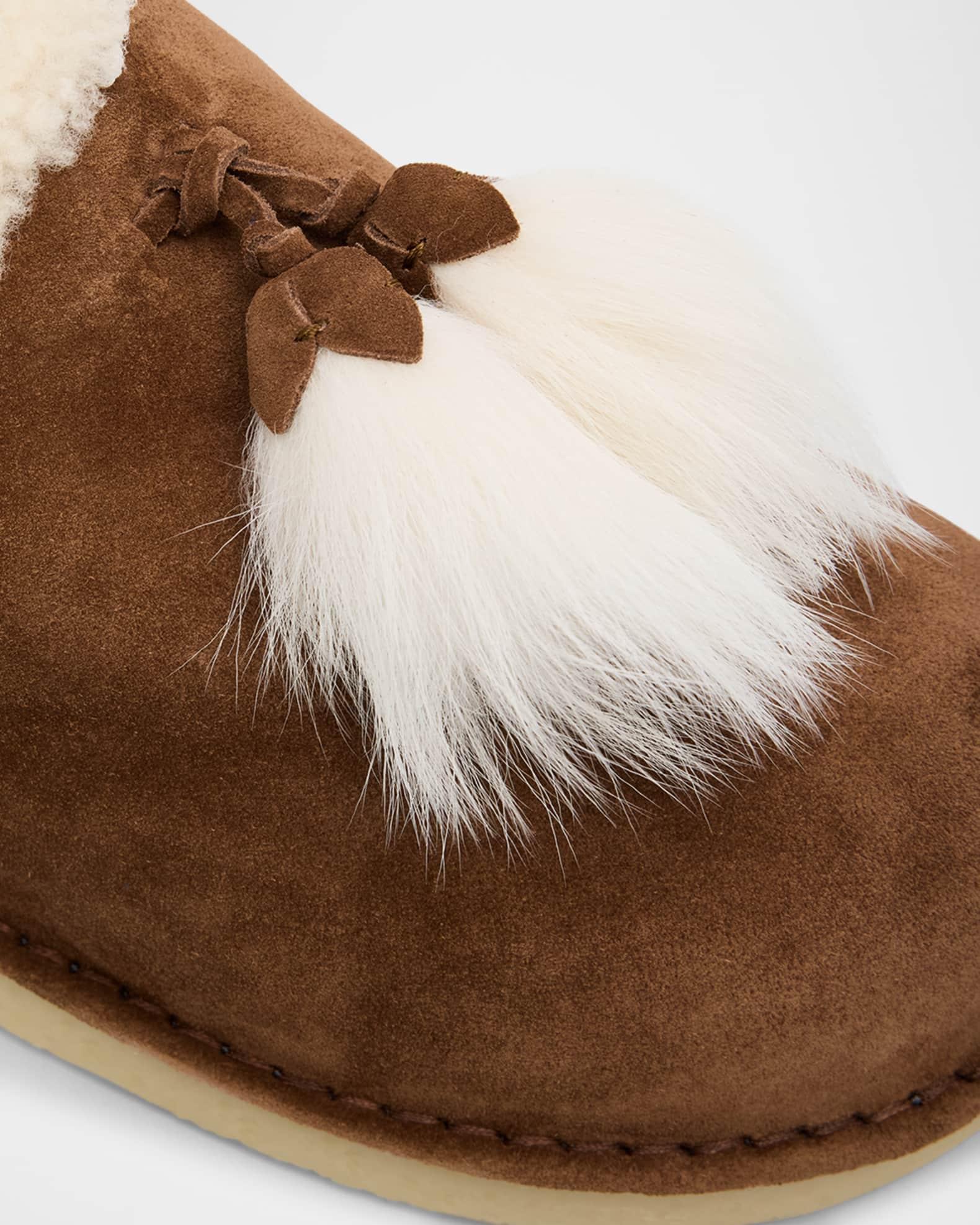 Suede Shearling-Lined Booties with Fur Tassels Product Image