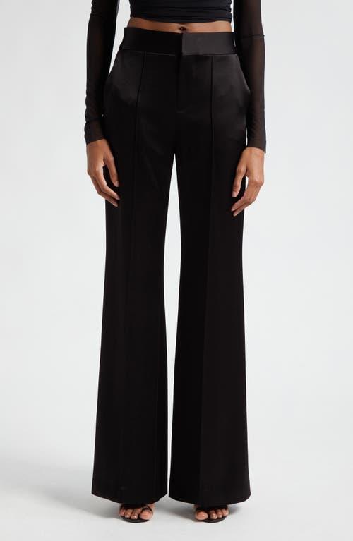 Alice and Olivia Dylan High Waisted Wide Leg Pants in Black Satin Waistband Product Image