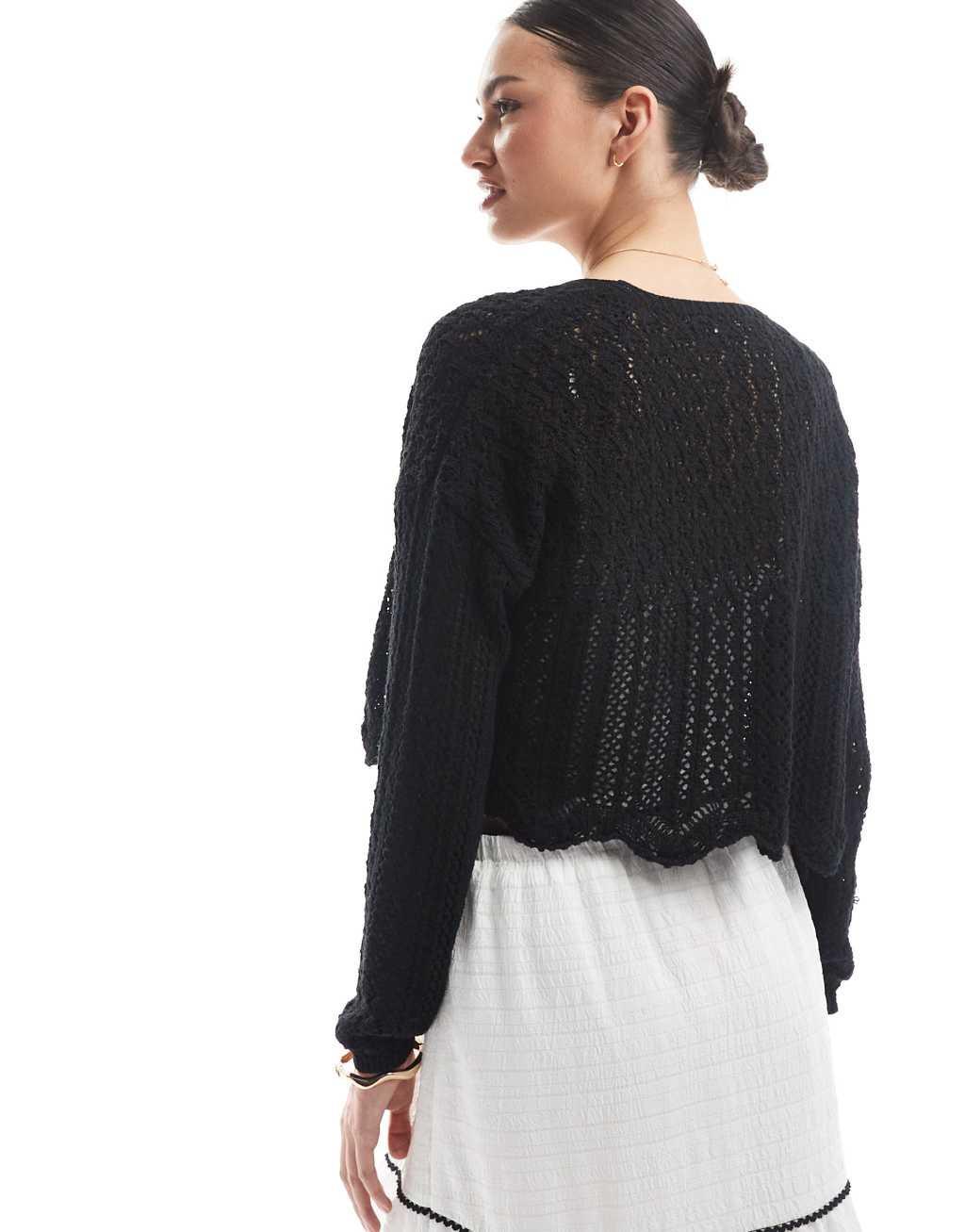 ONLY crochet cardigan in black Product Image