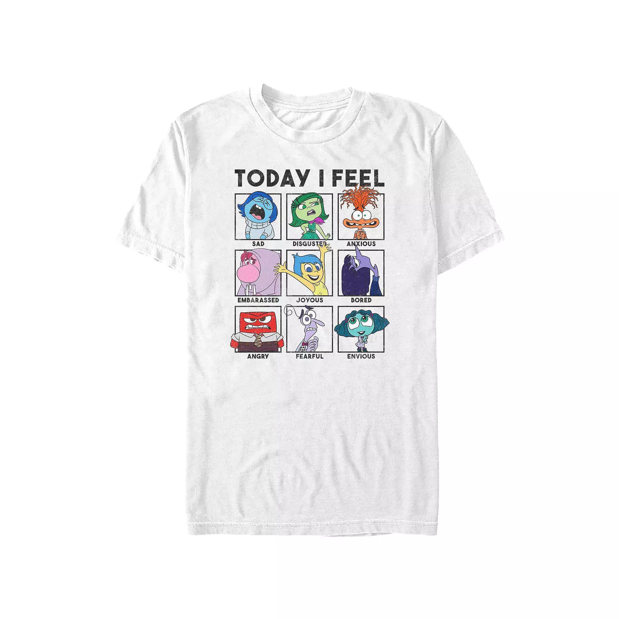 Men's Inside Out 2 Today I Feel Group Shot Emotion Boxes Graphic Tee, Size: Medium, White Product Image
