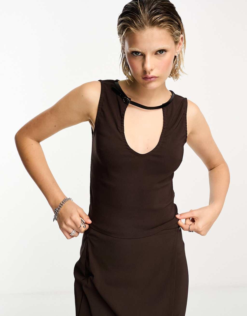 COLLUSION strap detail bengaline top Product Image