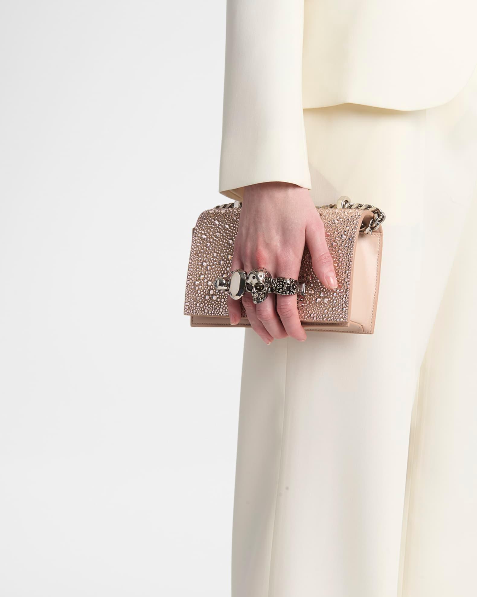 Skull Four Ring Embellished Leather Clutch Bag Product Image