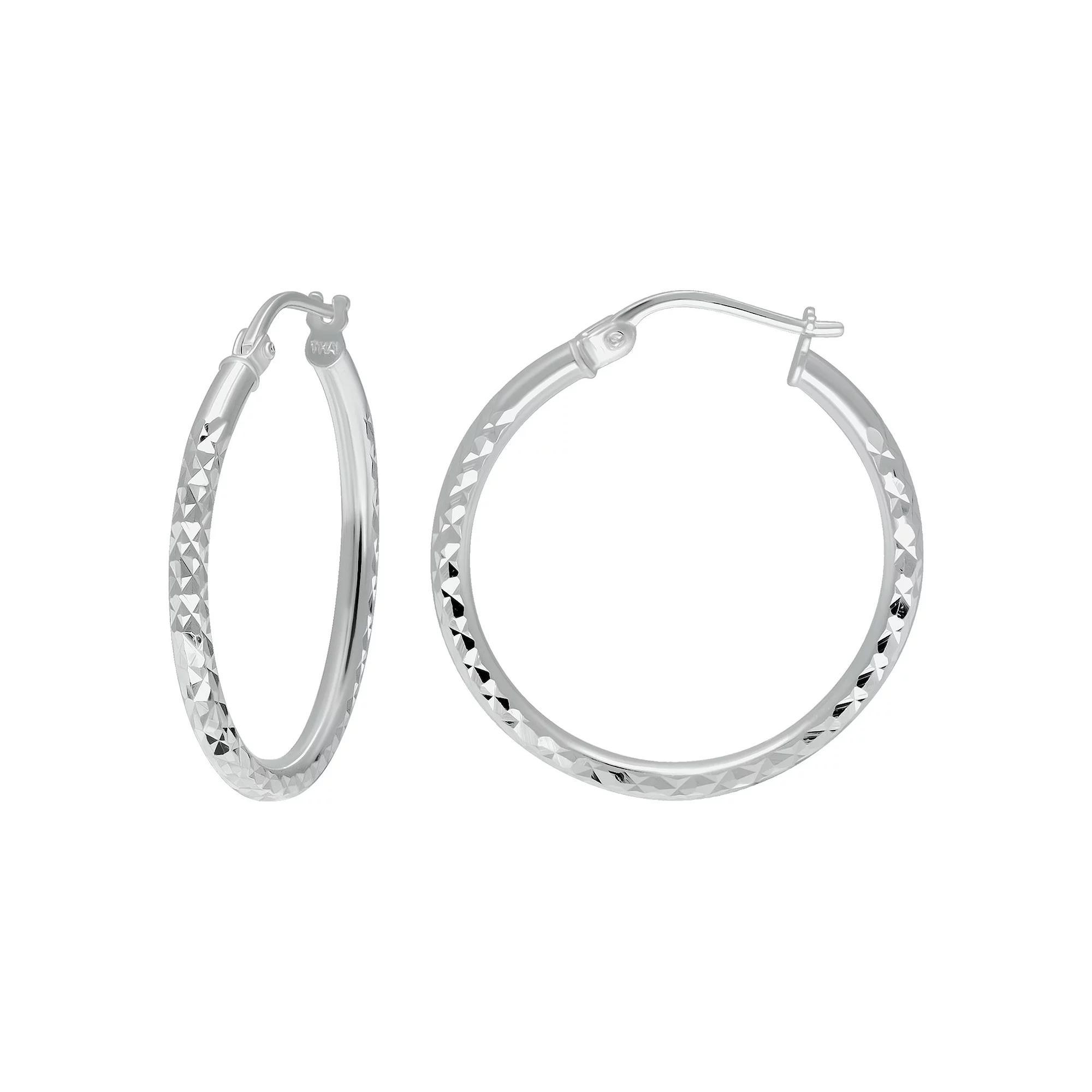 Aleure Precioso Sterling Silver Textured Hoop Earrings, Women's, Size: 20 mm Product Image