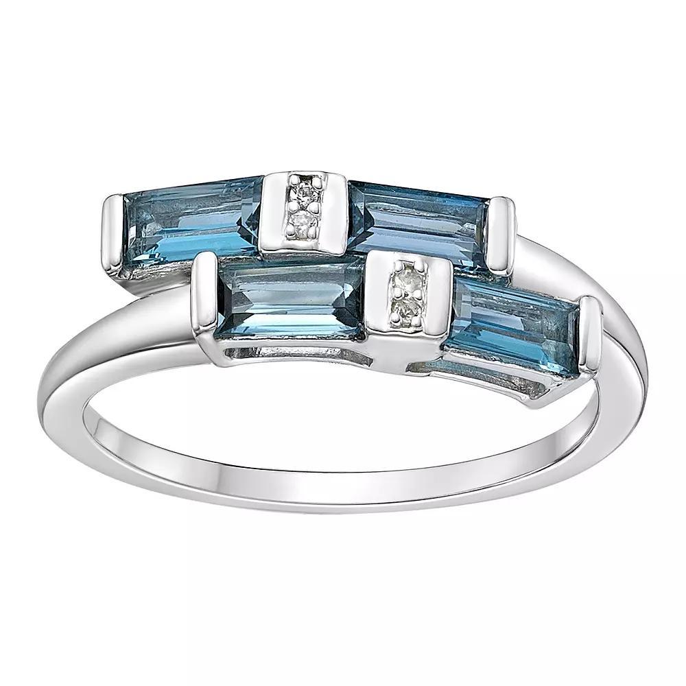 Gemminded Sterling Silver London Blue & White Topaz Overlap Ring, Women's, Size: 7 Product Image