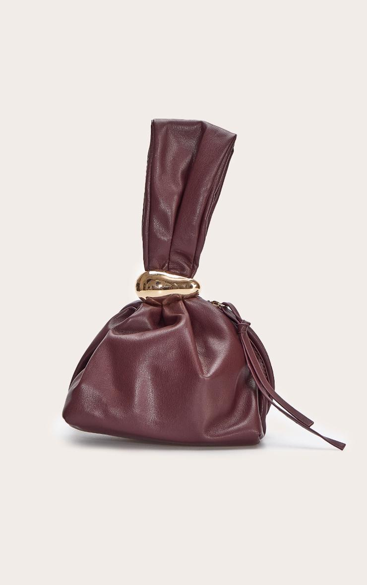 Premium Chocolate Soft Pu Gold Handle Hand Bag Product Image