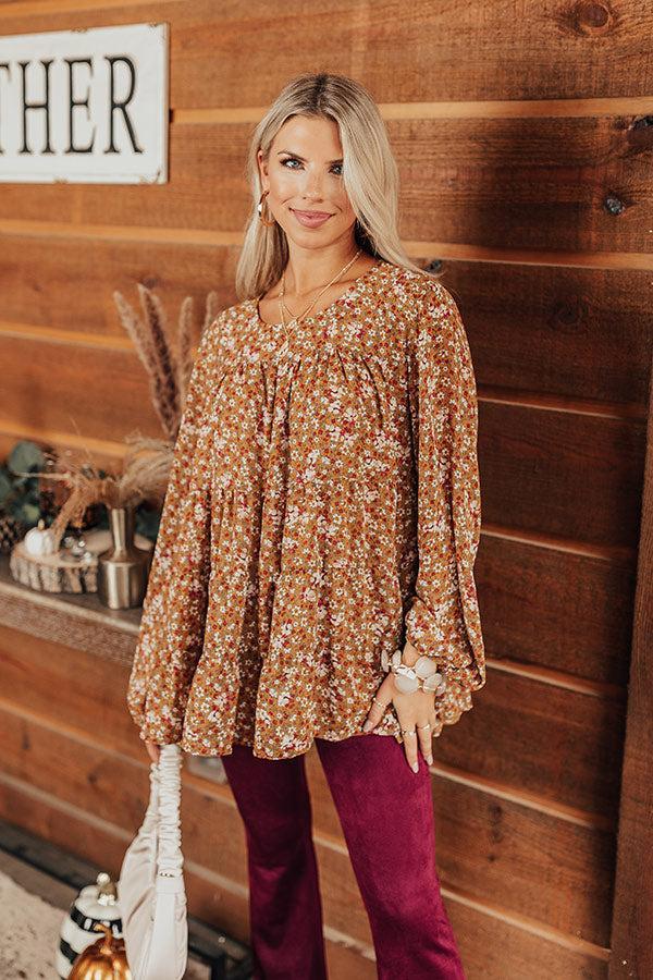 Not So Subtle Floral Top In Mustard Product Image