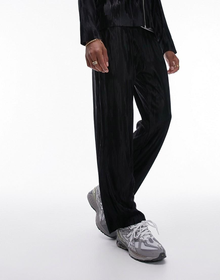 Topman jacquard plisse straight leg sweatpants Product Image