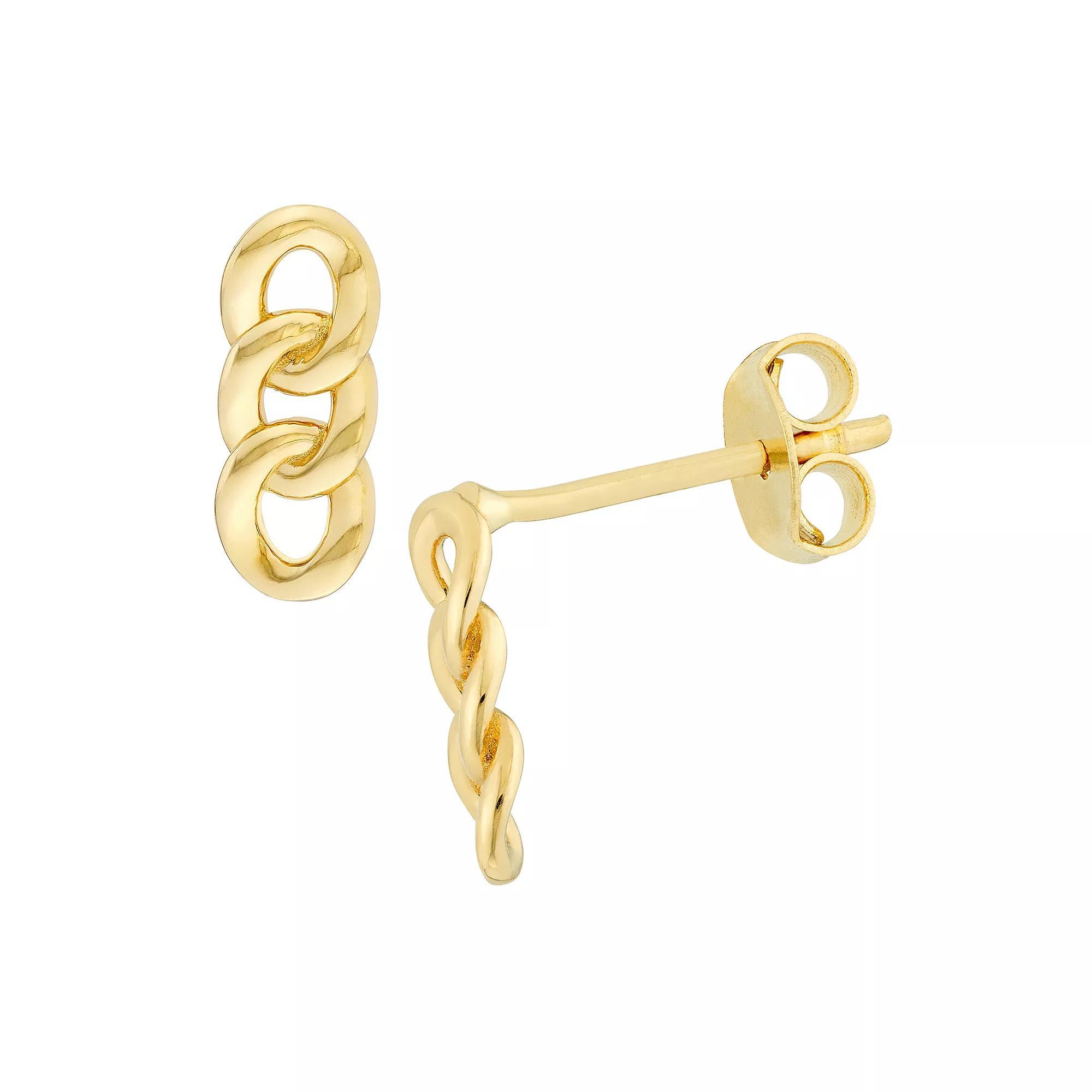 14k Gold Triple Link Drop Earrings, Women's Product Image