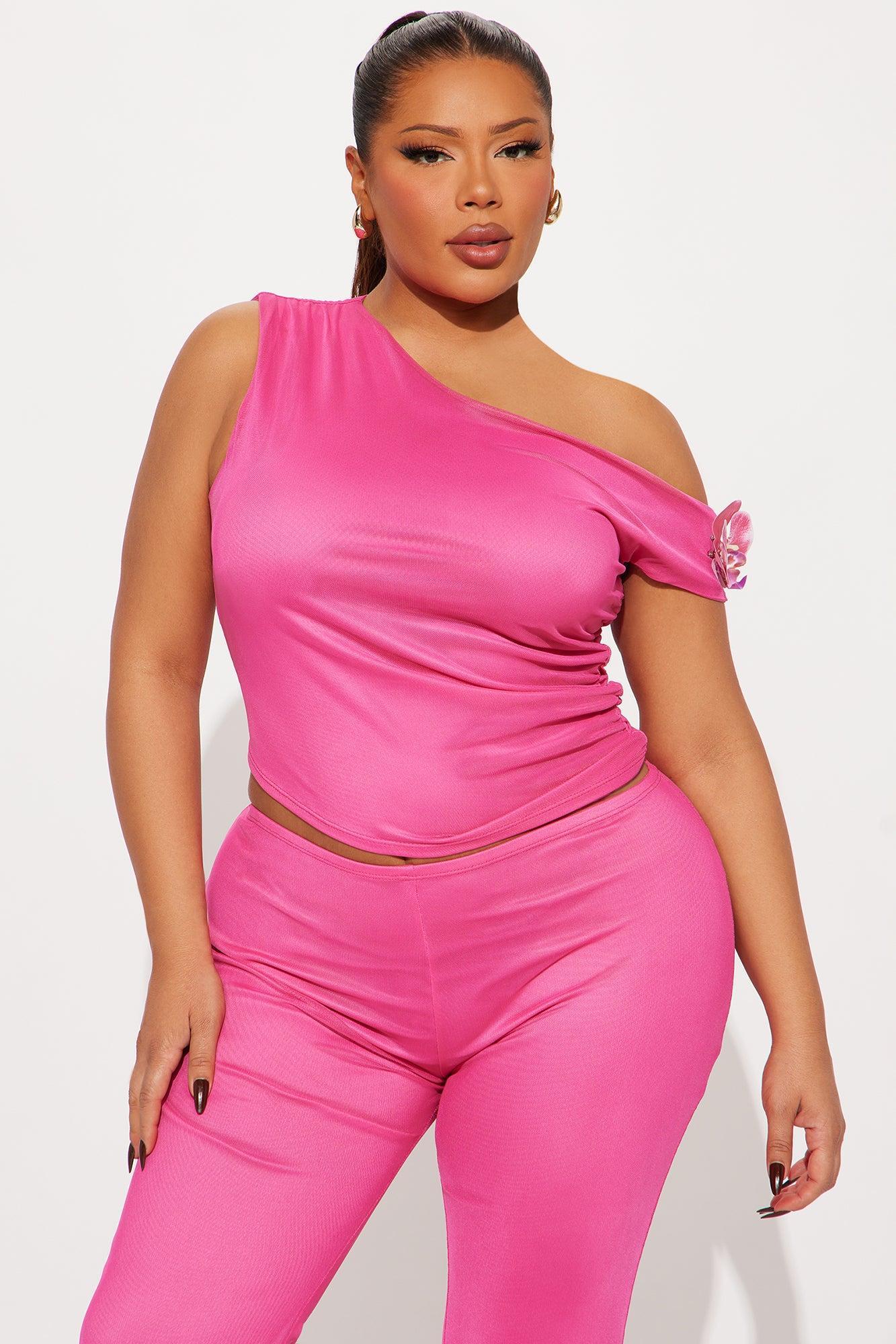 Cindy On Brunch Mesh Pant Set - Fuchsia Product Image