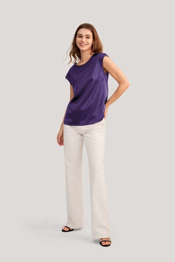 Basic Cap Sleeves Silk Tee Product Image