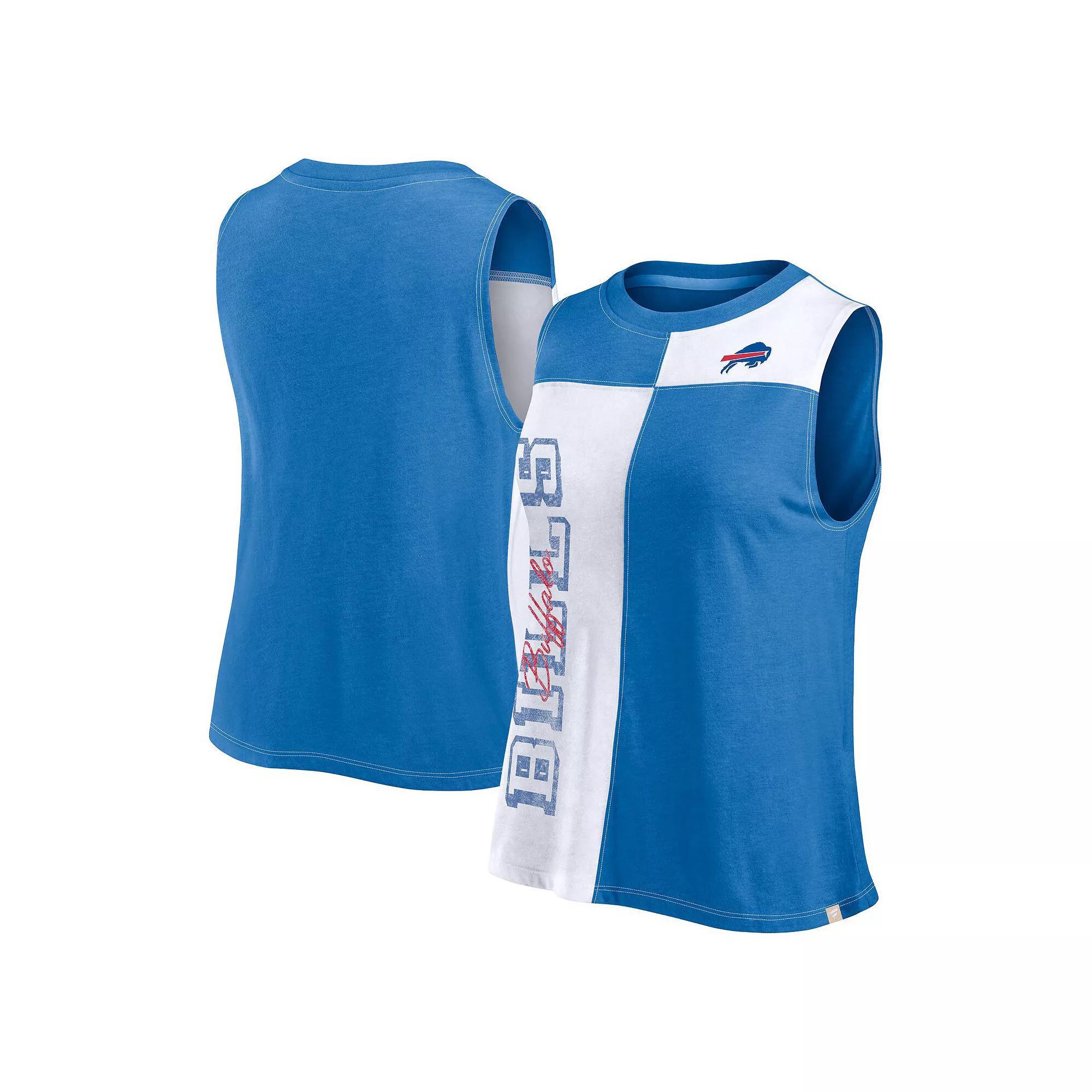 Women's Fanatics Branded Royal/White Buffalo Bills Script Color Block Tank Top, Size: Large, Blue Product Image