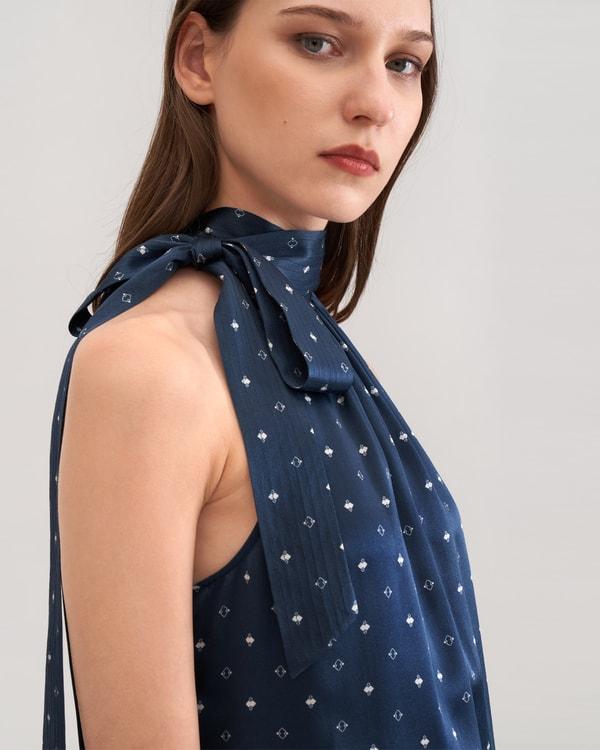 Halter Neck Silk Pine Shirt Product Image