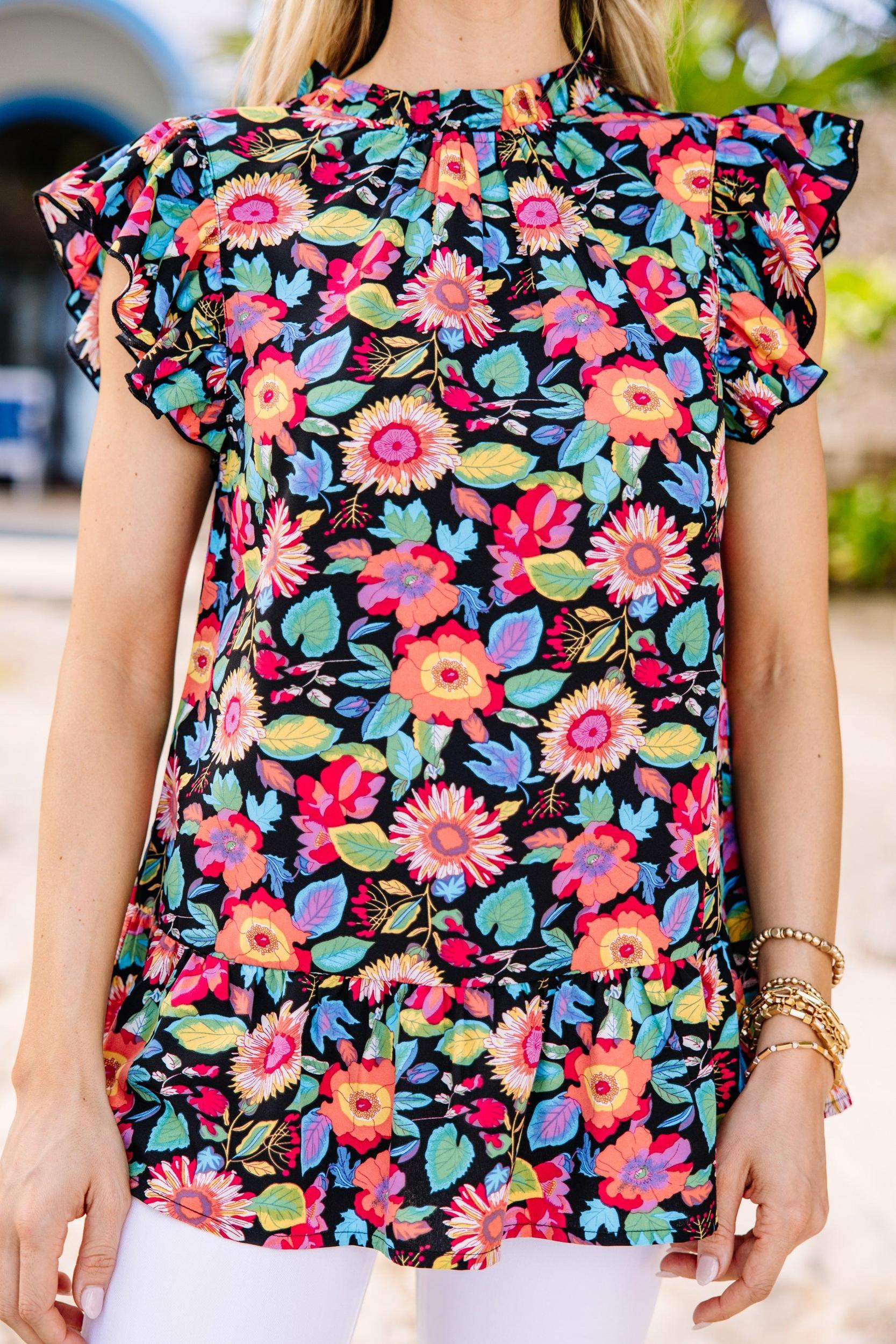 Bold Moves Black Floral Blouse Female Product Image