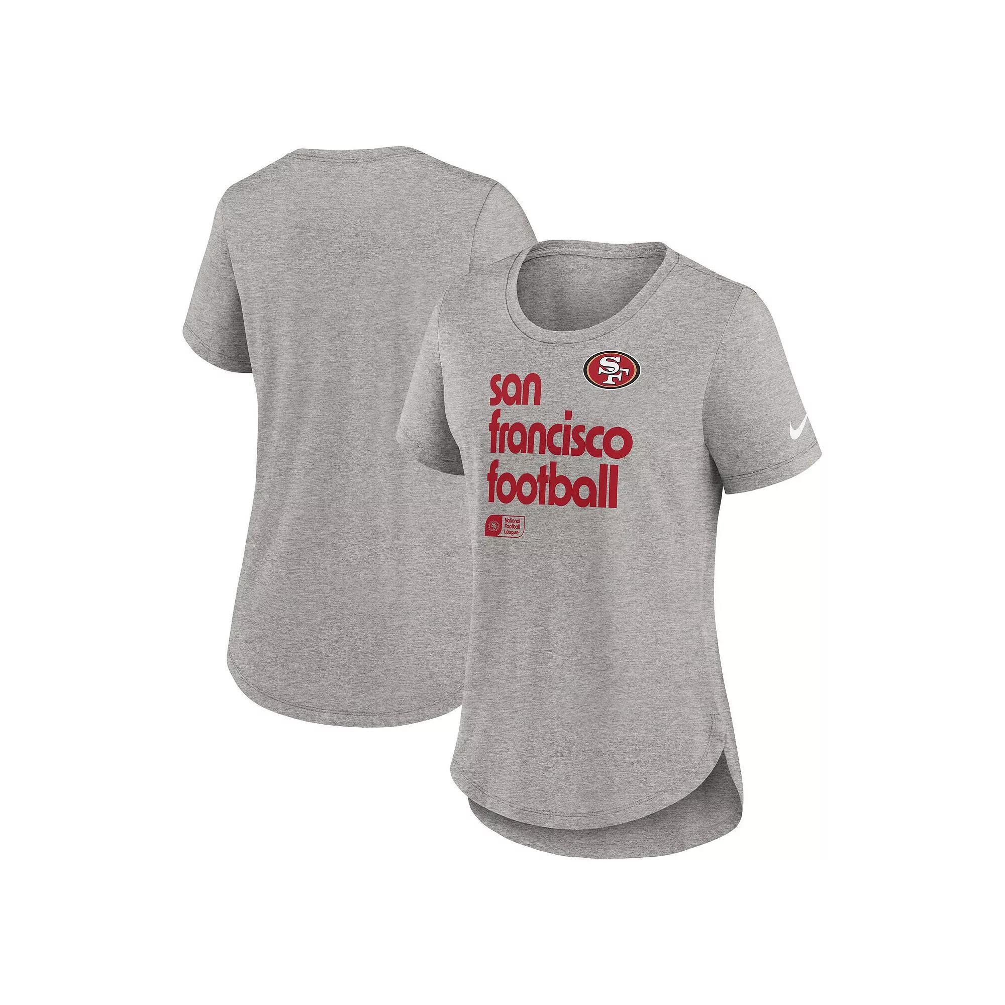 Women's Nike  Heather Gray San Francisco 49ers Fashion Tri-Blend T-Shirt, Size: XL, Grey Product Image