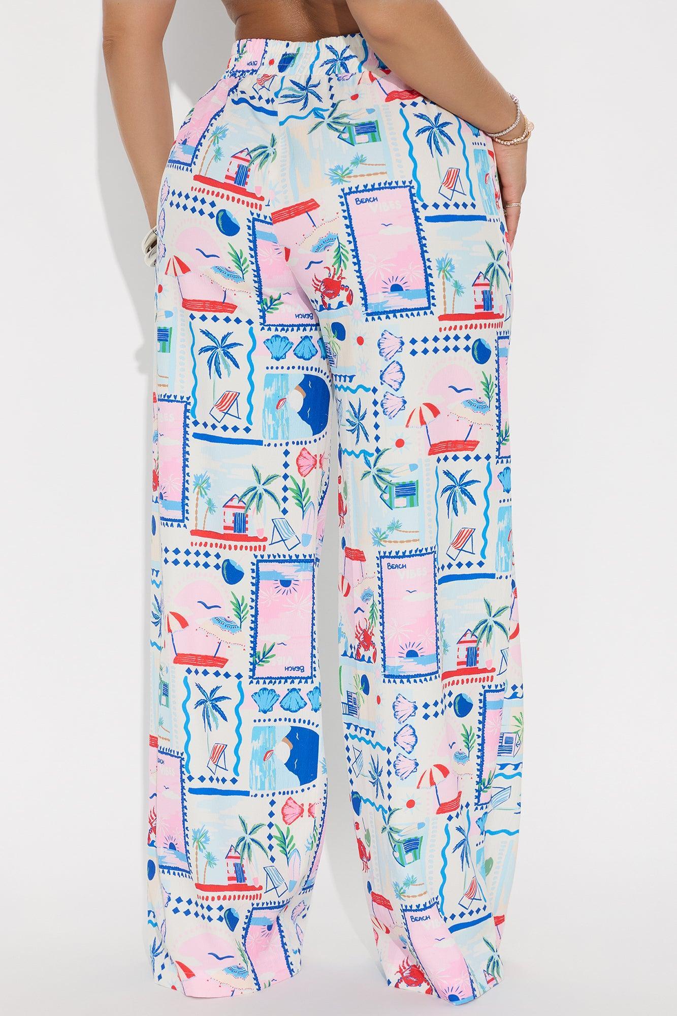 Only Beach Vibes Wide Leg Airflow Pant - White/combo Product Image