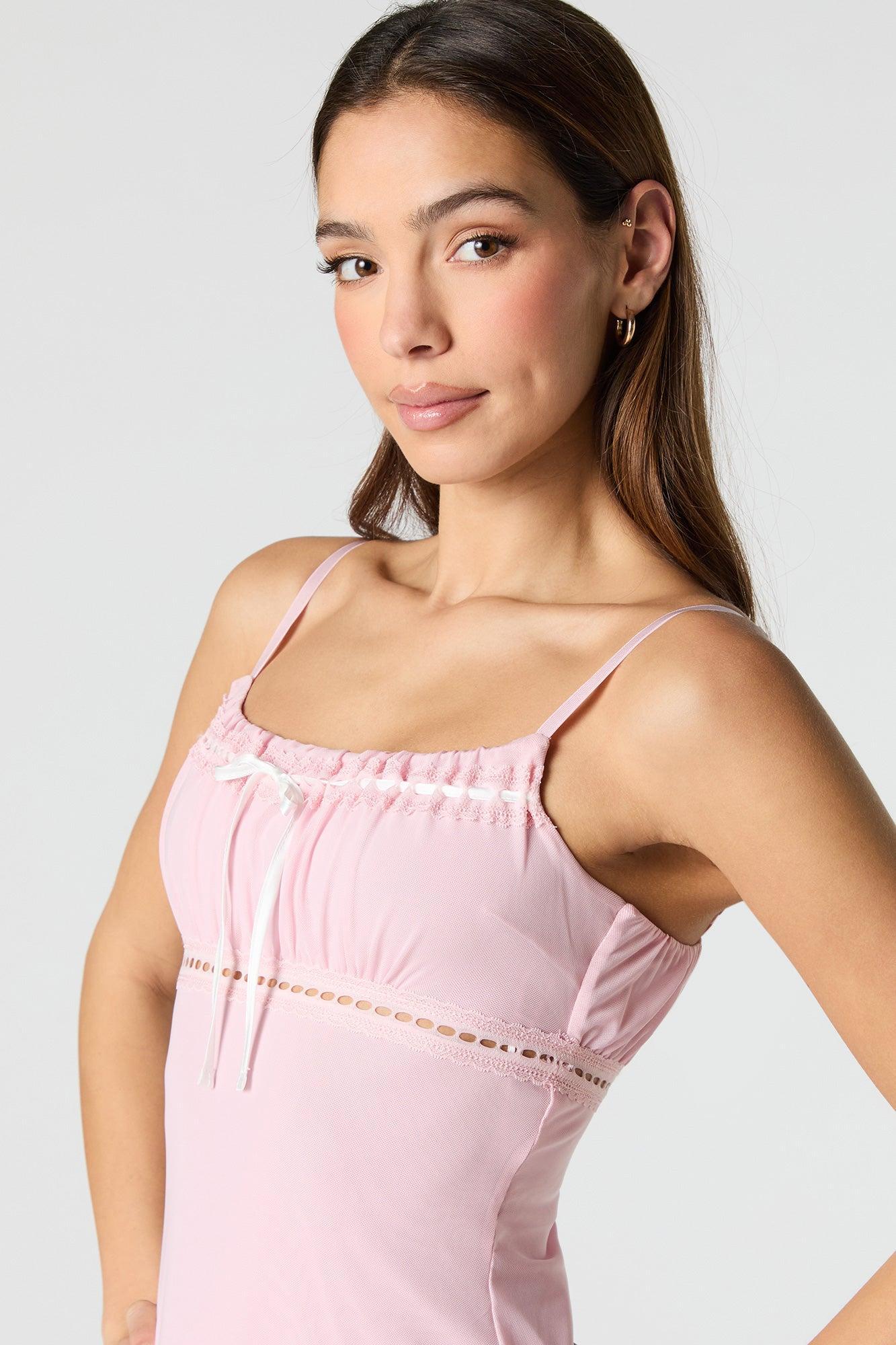 Mesh Bow Front Mini Dress Female Product Image