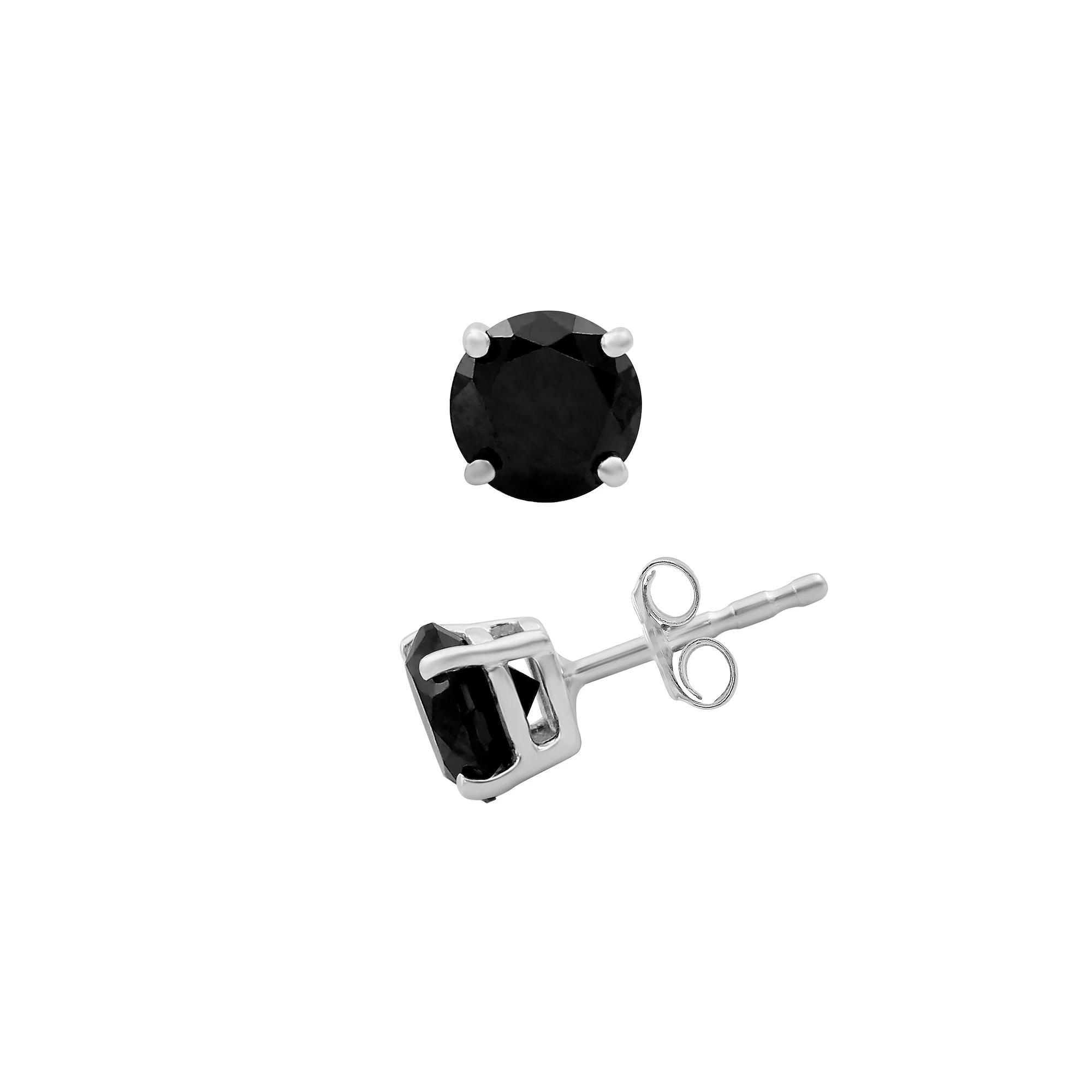 Jewelexcess 14k White Gold 3 Carat T.W. Black Diamond Solitaire Earrings, Women's Product Image
