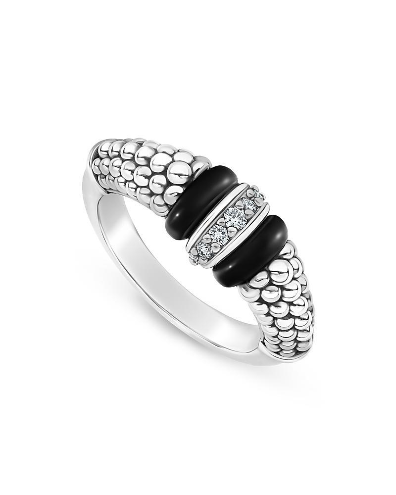 LAGOS Sterling Silver Black Caviar Diamond & Black Ceramic Statement Ring Product Image