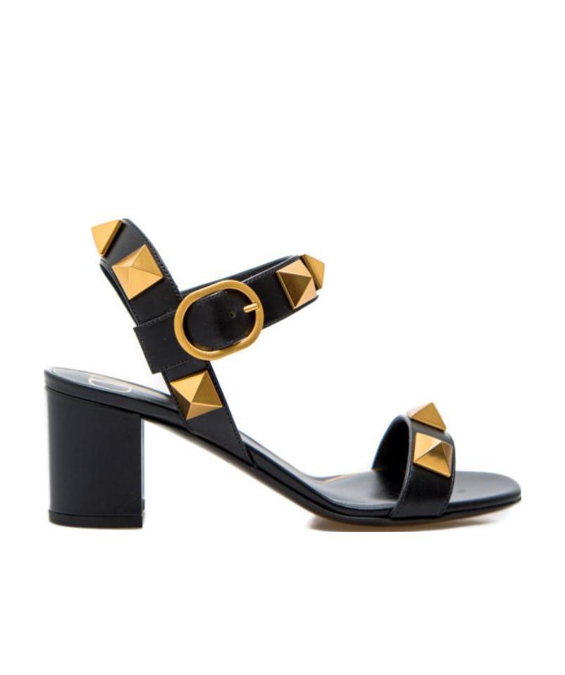VALENTINO GARAVANI Rockstud Ankle Strapped Sandals In Black Product Image