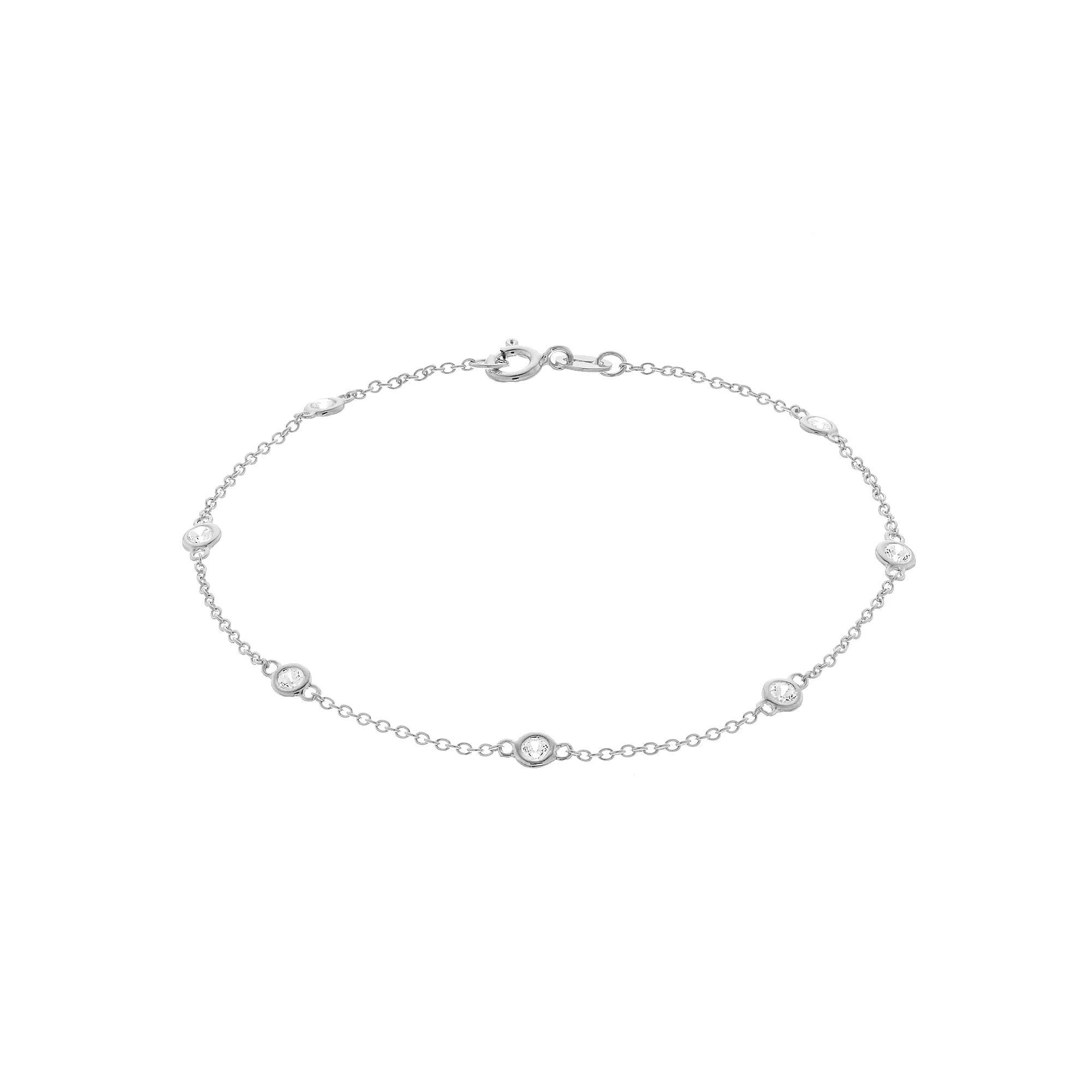 Rosabella Sterling Silver Cubic Zirconia Station Bracelet, Women's, Size: 8" Product Image