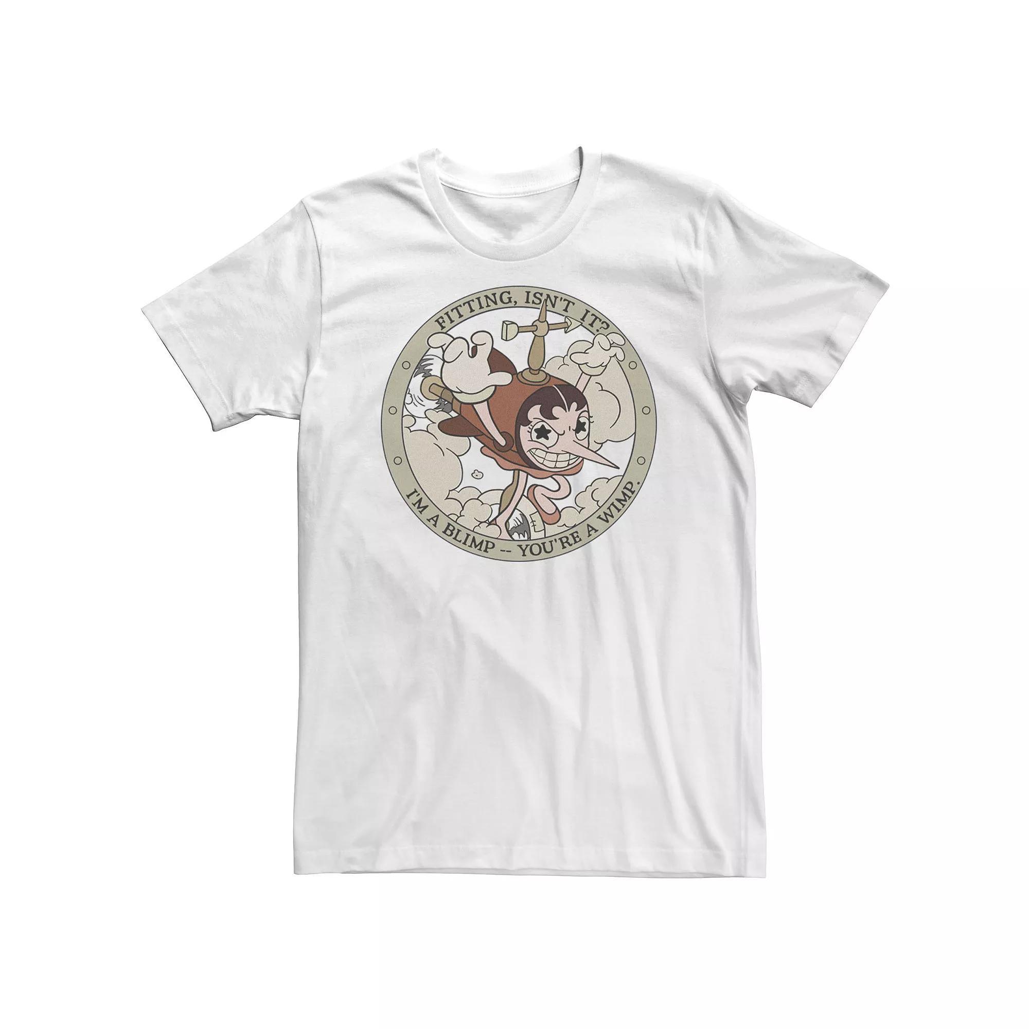 Big & Tall Cuphead Hilda Berg Soaring Blimp Retro Tee, Men's, Size: XL Tall, White Product Image
