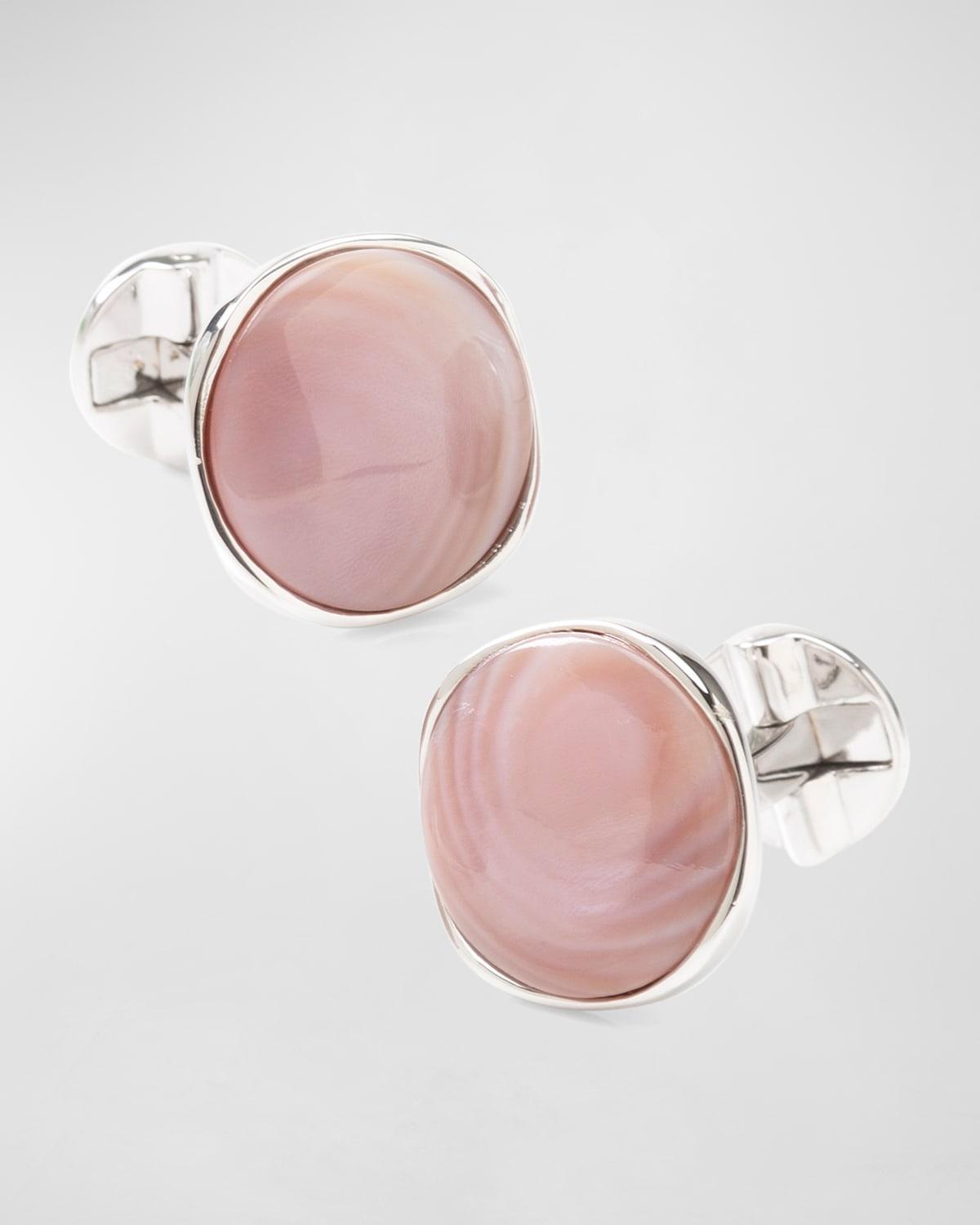 Mens Ox & Bull Trading Co. Sterling Silver & Aquamarine Jade Cufflinks Product Image