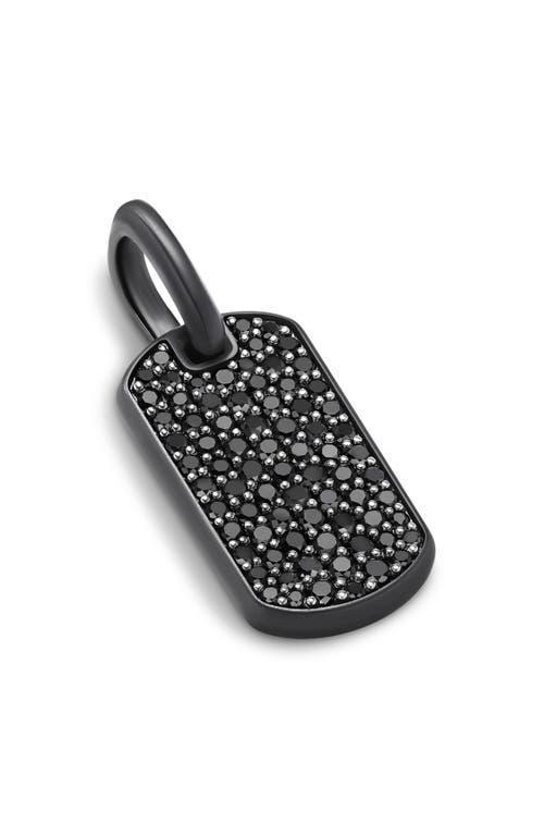 Mens Chevron Tag in Black Titanium with Sterling Silver with Black Diamonds, 21mm Product Image
