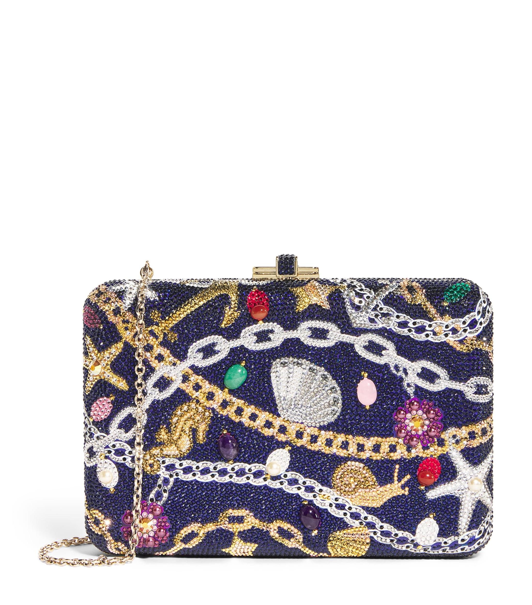 JUDITH LEIBER Nautical Chains Crystal Clutch Bag In Indigo Product Image