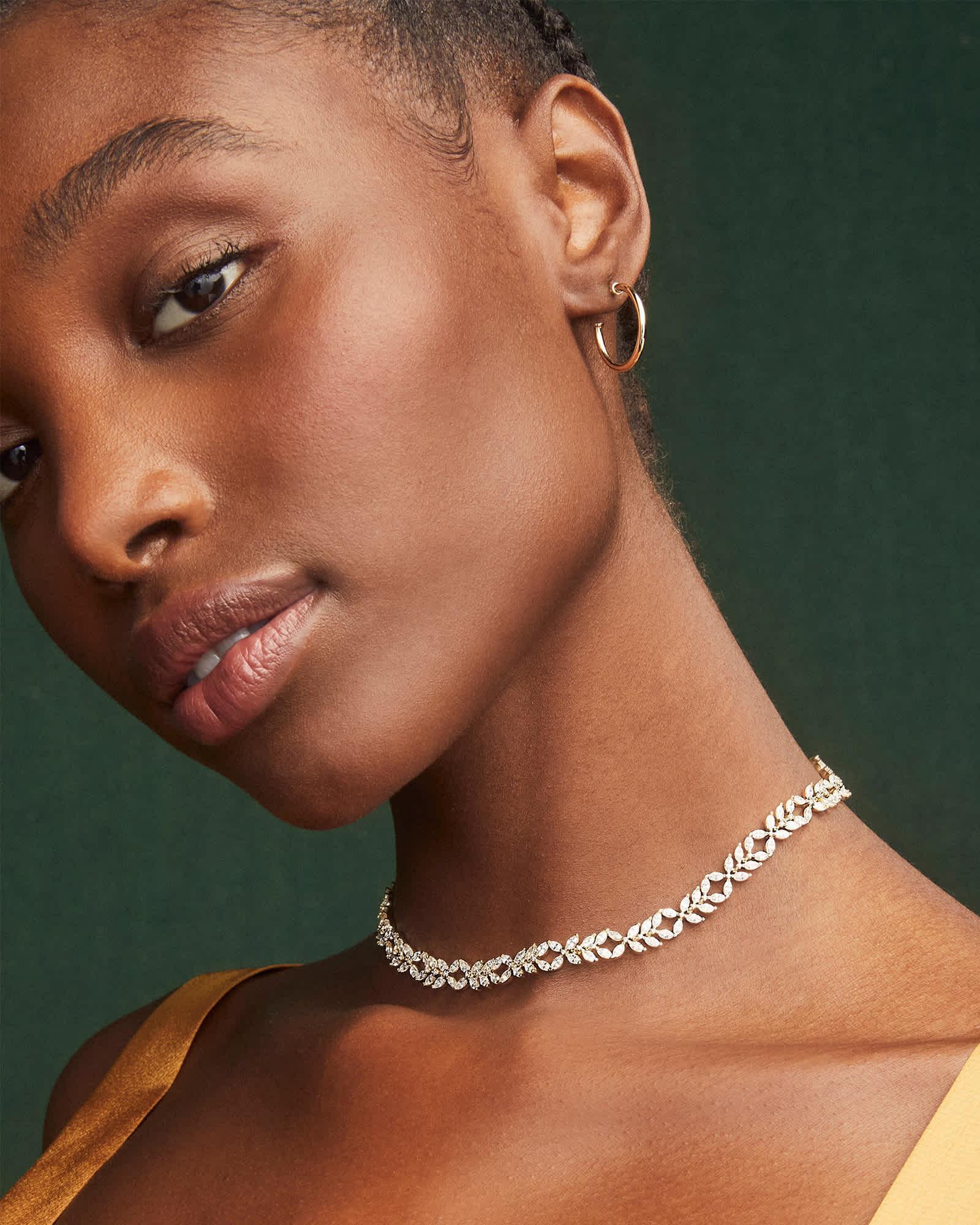 Rosalie Gold Tennis Necklace in White CZ Product Image