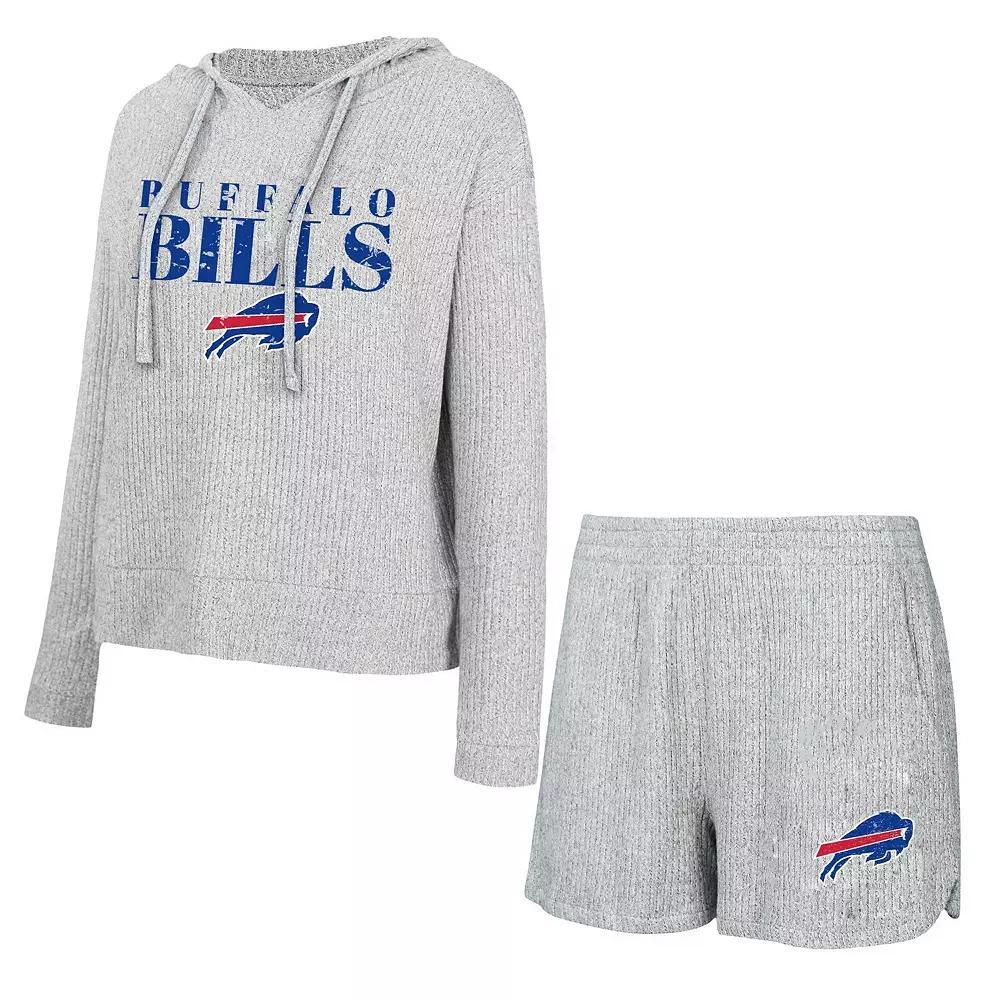 Womens Concepts Sport Gray Buffalo Bills Juniper Long Sleeve Hoodie T-Shirt & Shorts Set Product Image