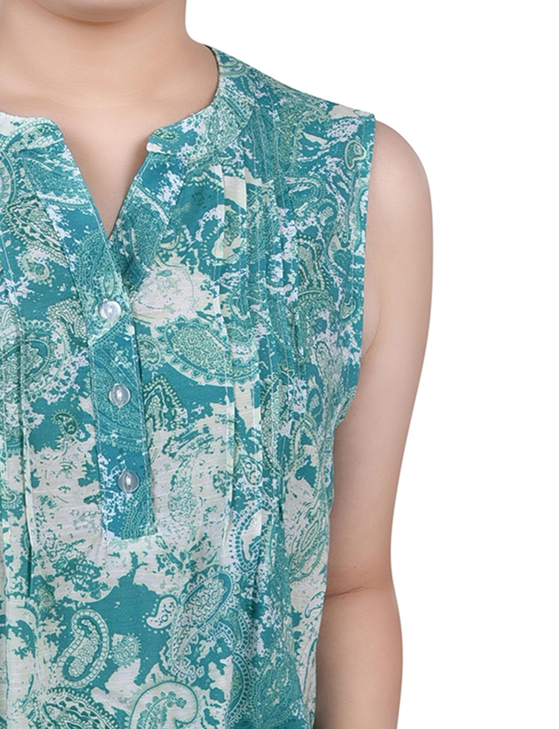 Lapis Tiedyepais Sleeveless Pintucked Blouse Product Image
