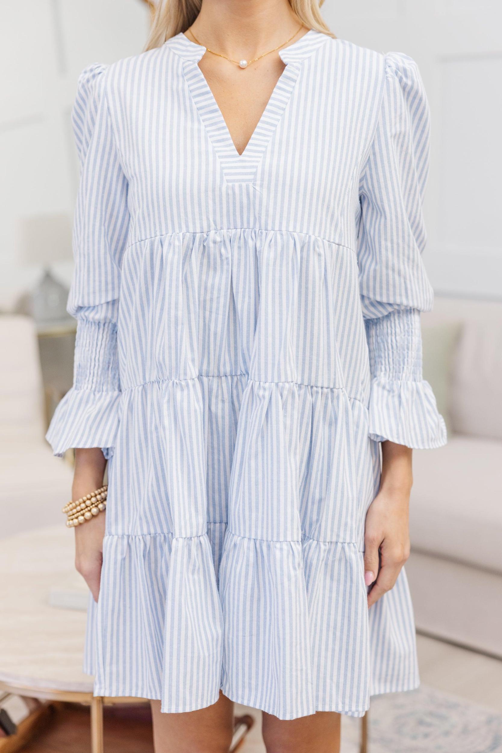 NURSING COLLECTION: In Your Happy Place Blue Striped Dress Female Product Image