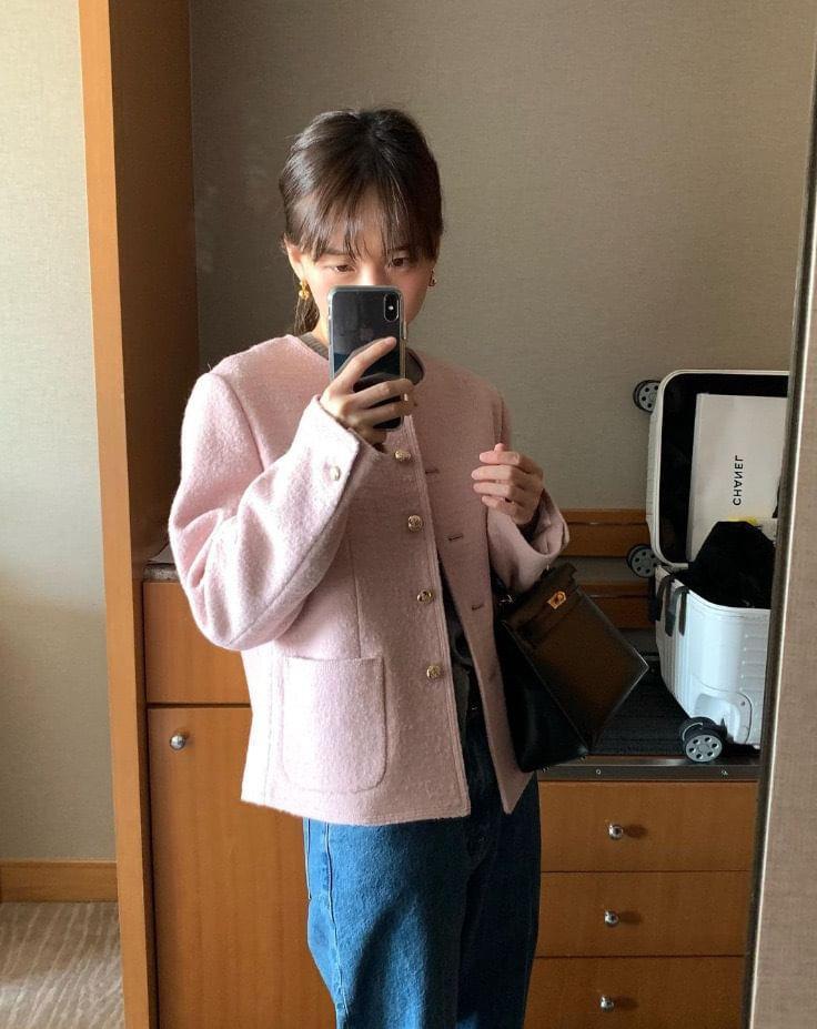 Tweed Button-Up Jacket Product Image