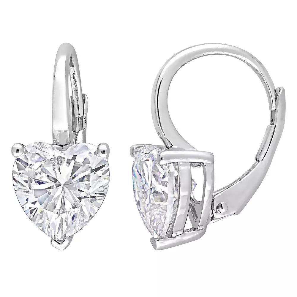 Stella Grace Sterling Silver 4 Carat T.W. Lab-Created Moissanite Heart Leverback Earrings, Women's Product Image