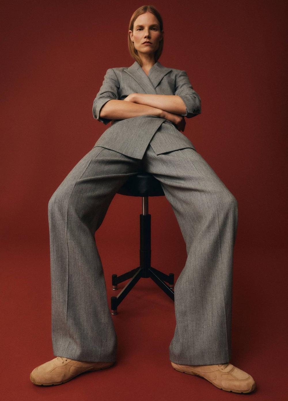 Womens Italian Wool-Blend Twill High-Rise Trouser, Dark Stone Grey, Size 16 Vince Product Image