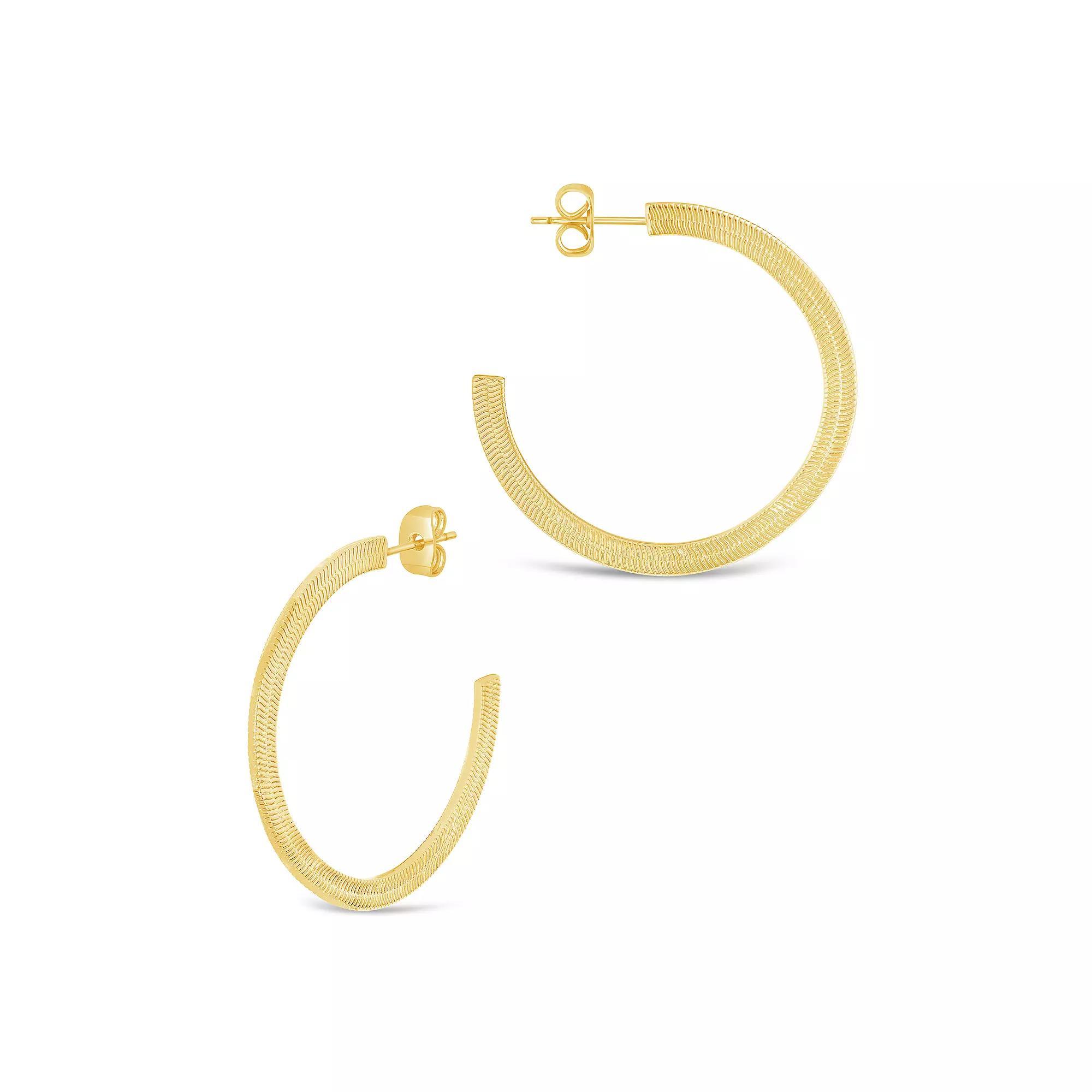 MC Collective Herringbone Chain Hoop Earrings, Women's, Gold Tone Product Image